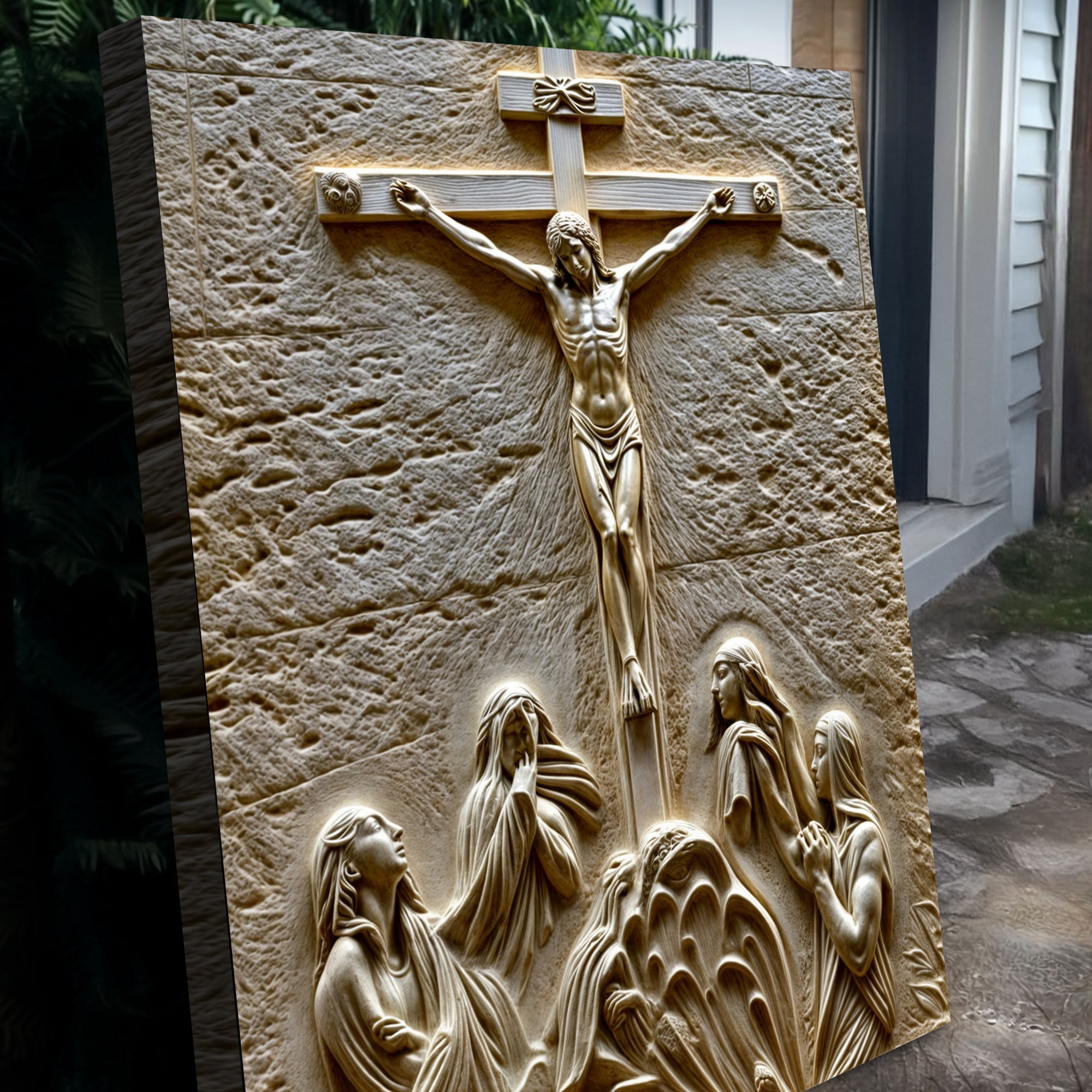 Three Cross Calvary Hill Wall Art on sale at MyriadMart