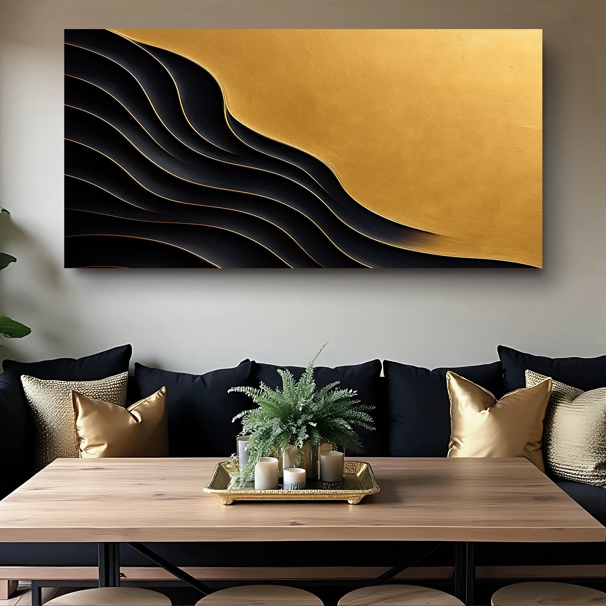 Black And Gold Minimalist Abstract XI on sale at MyriadMart