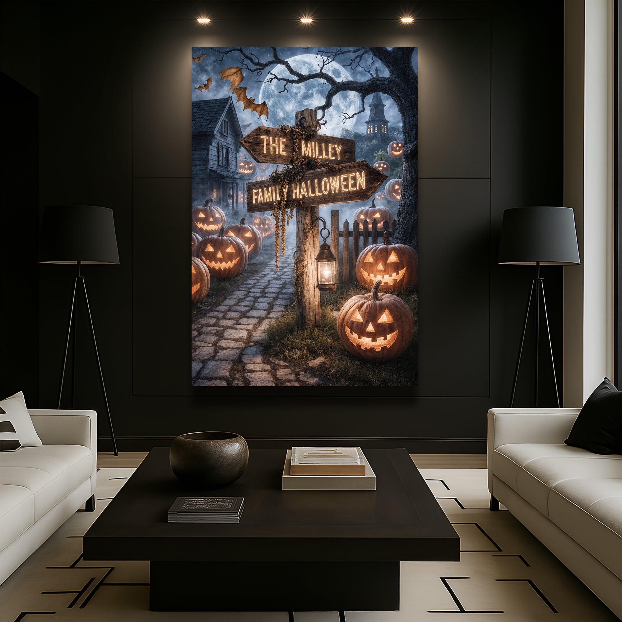 Personalized Family Name Street Sign Halloween Wall Art on sale at MyriadMart