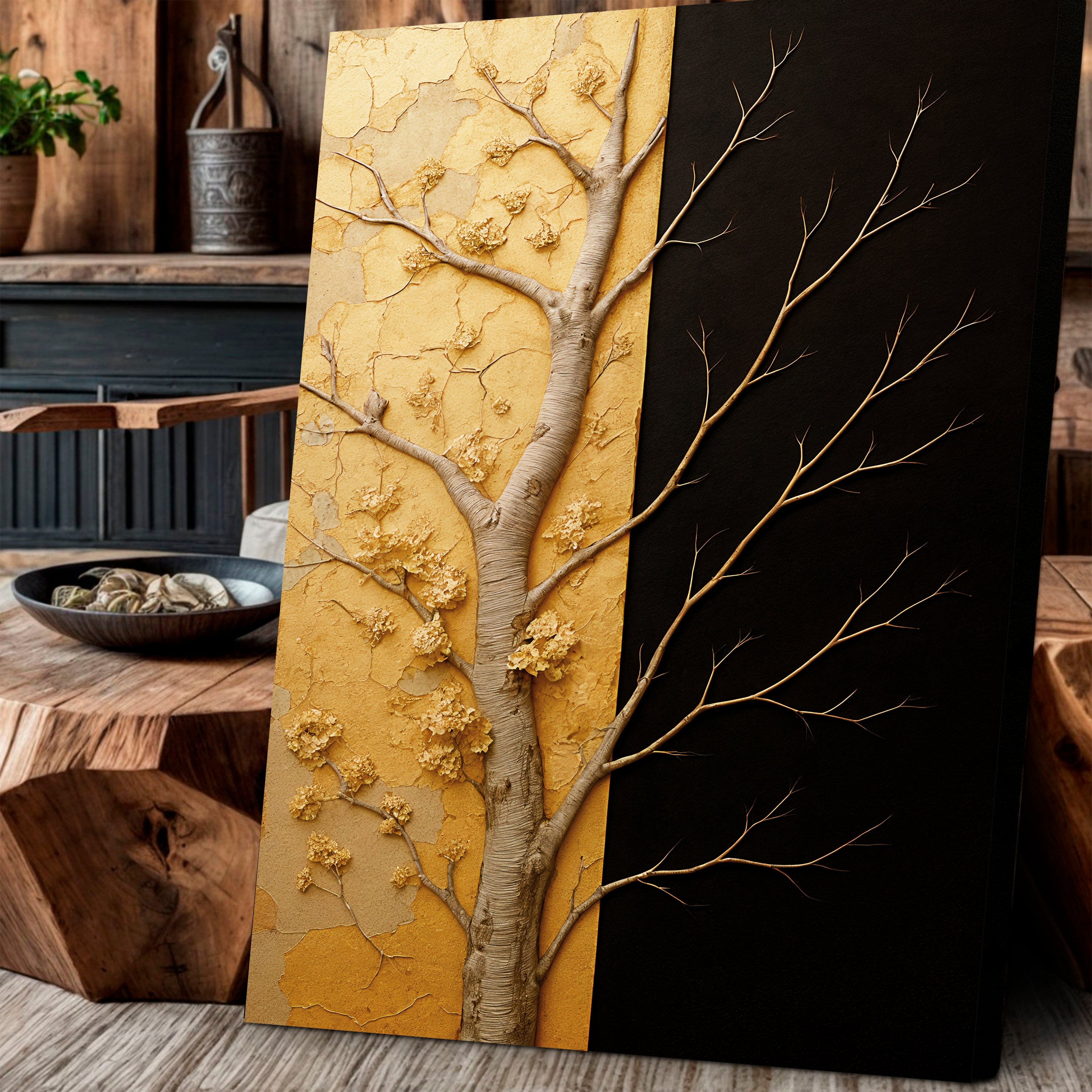 Golden Eclipse Impasto Wall Art on sale at MyriadMart