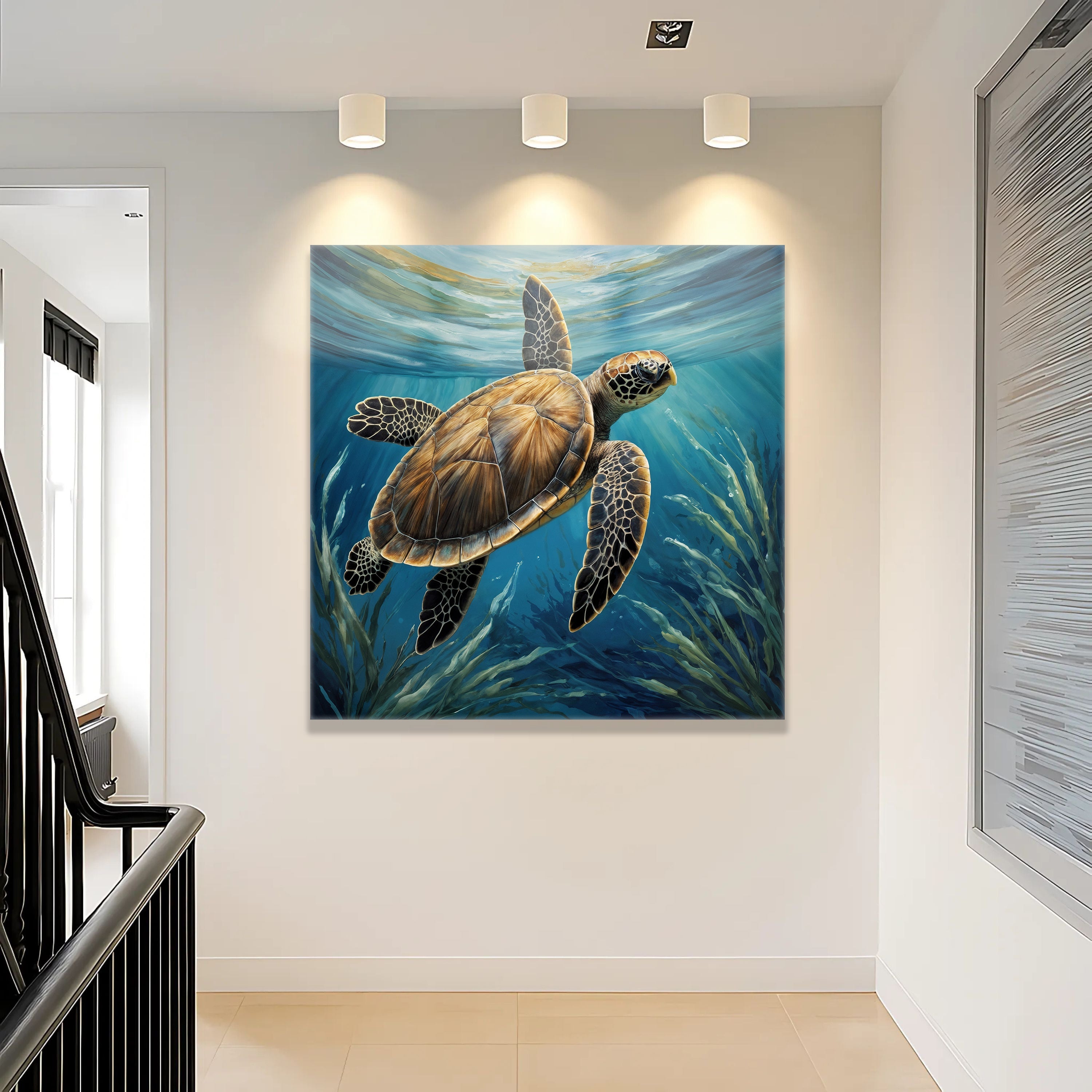 Turtle In Seagrass Coastal Wall Art on sale at MyriadMart