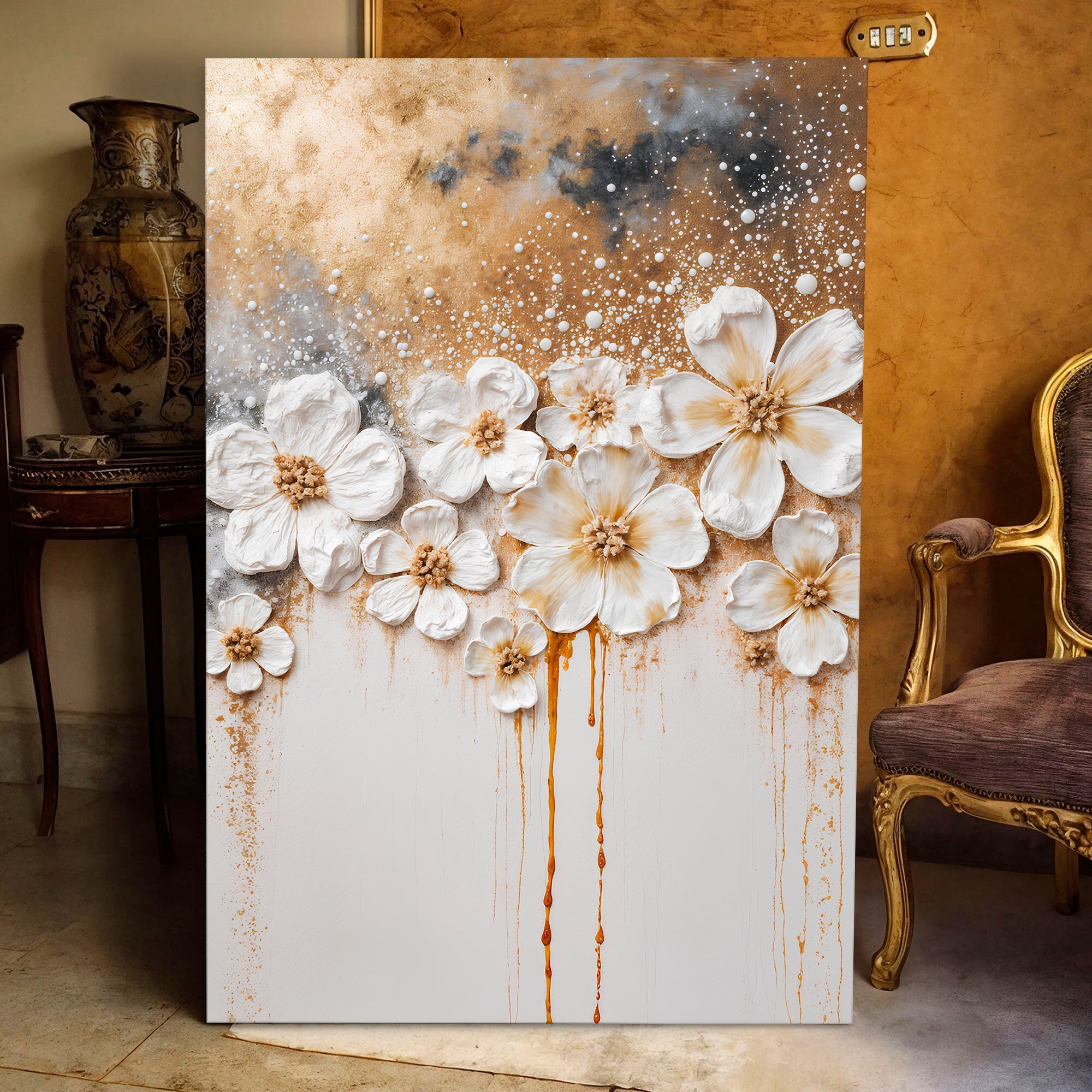 Gold Floral Wall Art on sale at MyriadMart
