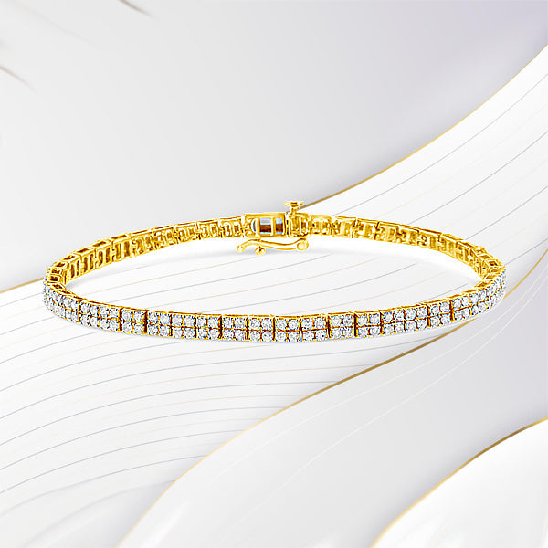 14K Yellow Gold Plated .925 Sterling Silver 3.0 Cttw Diamond Link Bracelet K-L Color, I2-I3 Clarity - 7.25" on sale at MyriadMart
