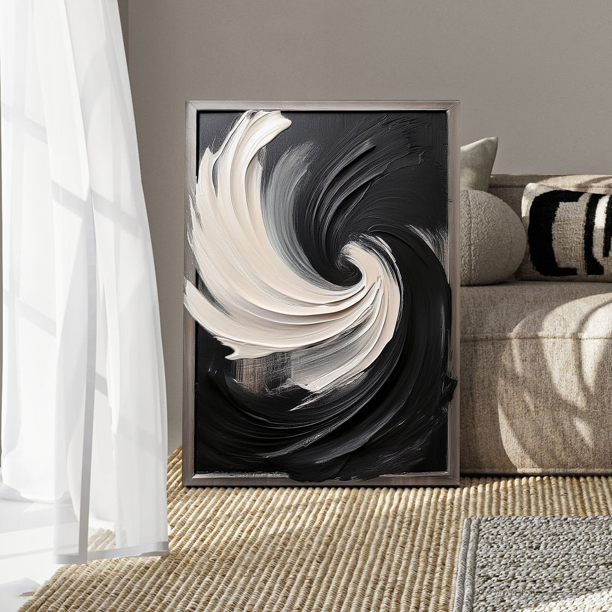 Black and White Vortex Abstract Wall Art on sale at MyriadMart