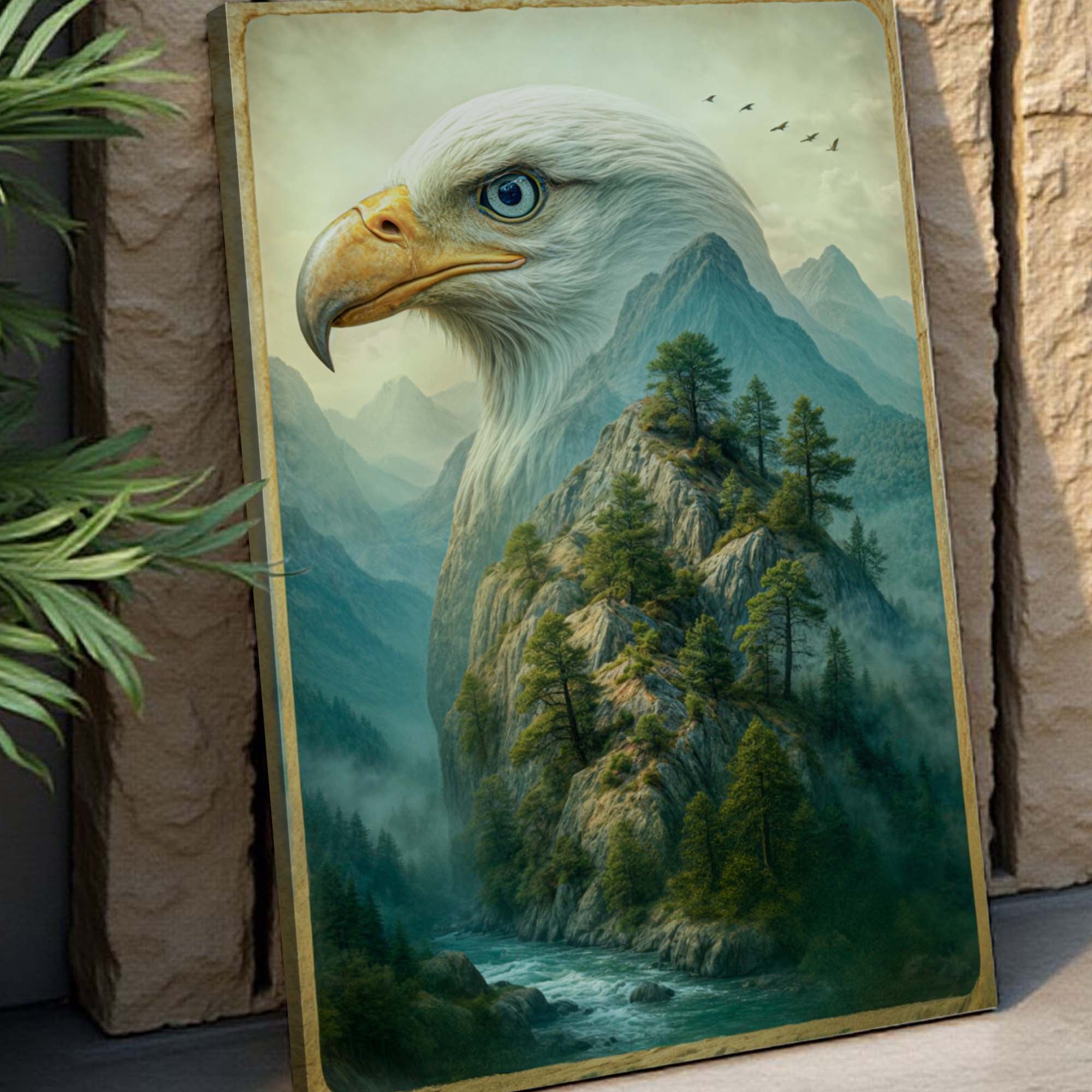 Eagle Over The Canyon Double Exposure Wall Art on sale at MyriadMart