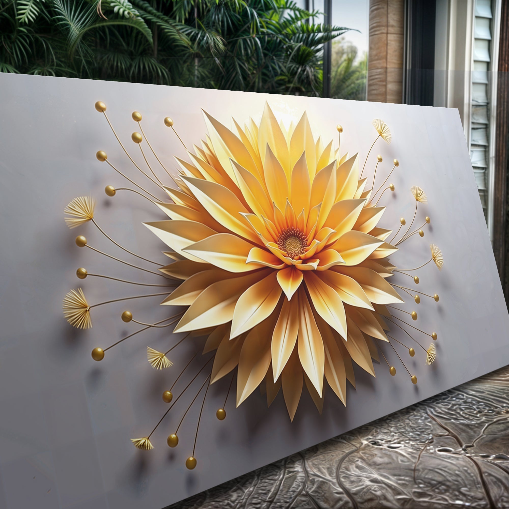 Golden Dandelion Minimalist Abstract Wall Art on sale at MyriadMart