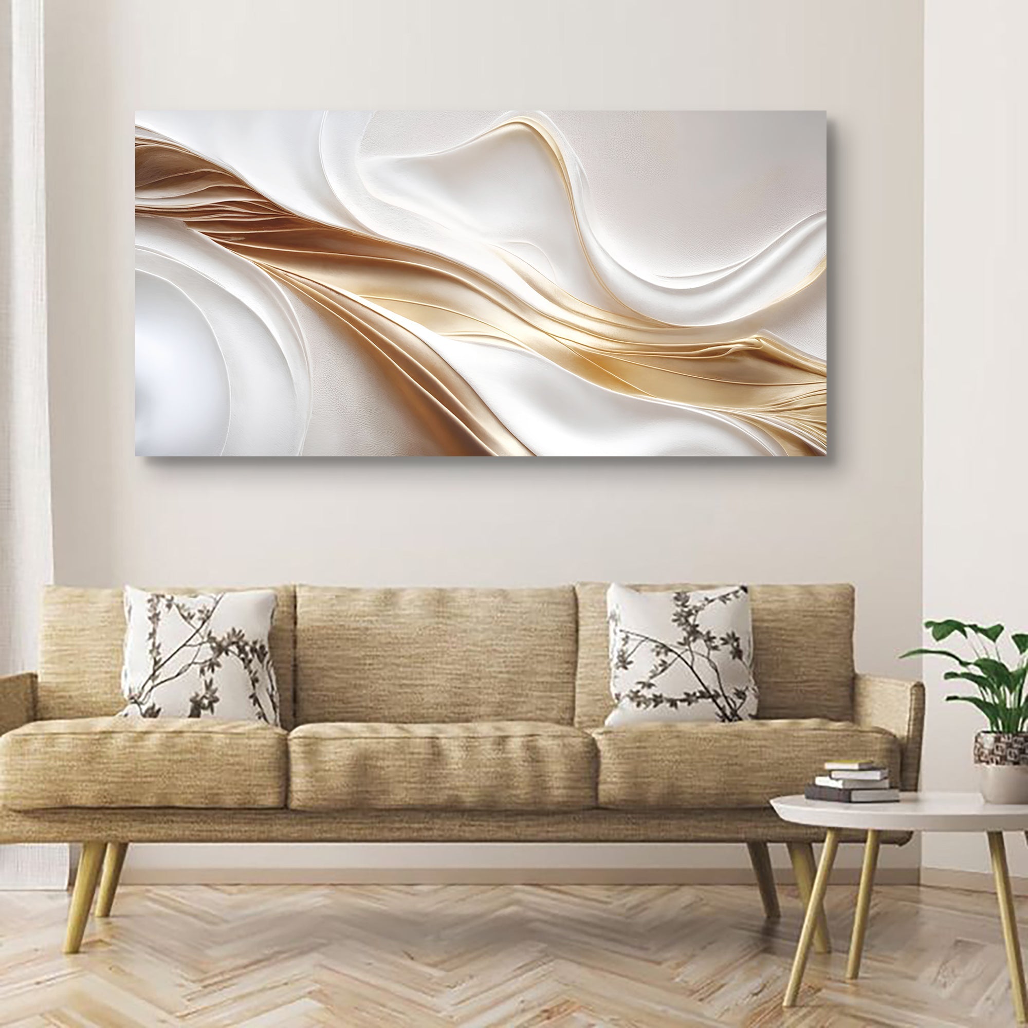 White and Gold Abstract Wall Art on sale at MyriadMart