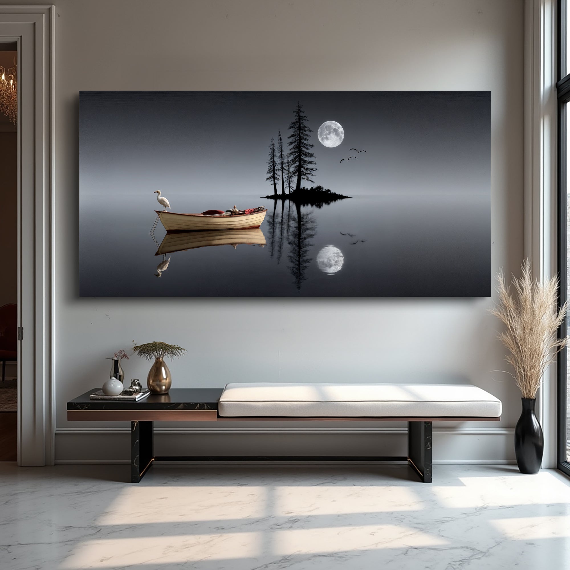 Modern Minimalist Night Lake Wall Art on sale at MyriadMart