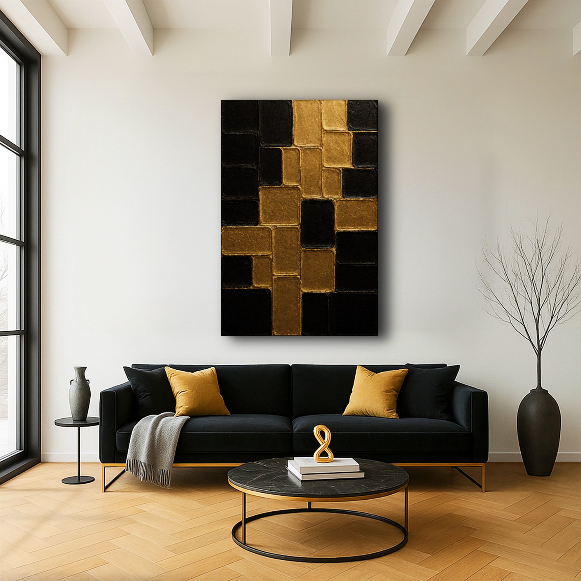 Contemporary Black and Gold Wall Art II on sale at MyriadMart