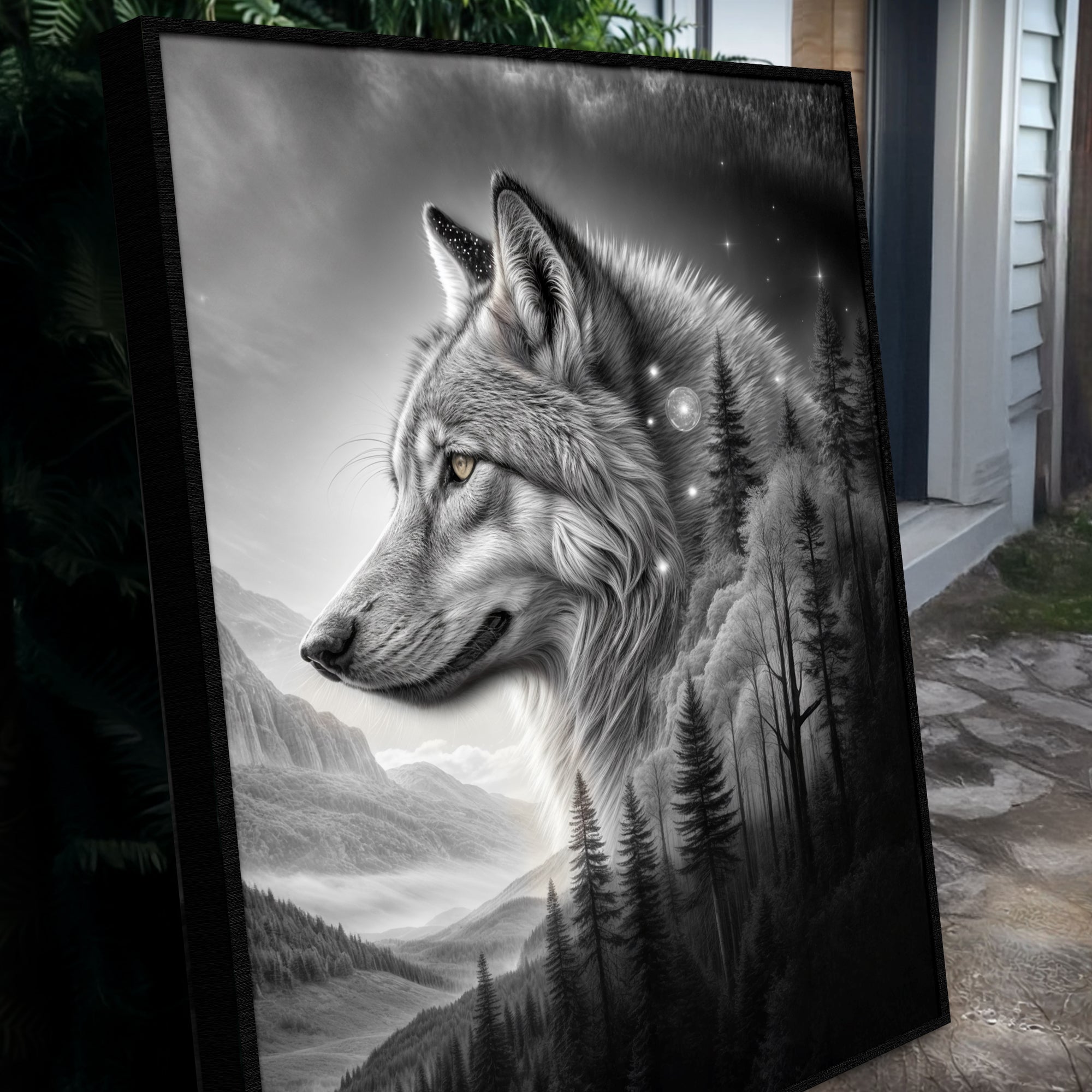 Wolf Double Exposure Wall Art II on sale at MyriadMart