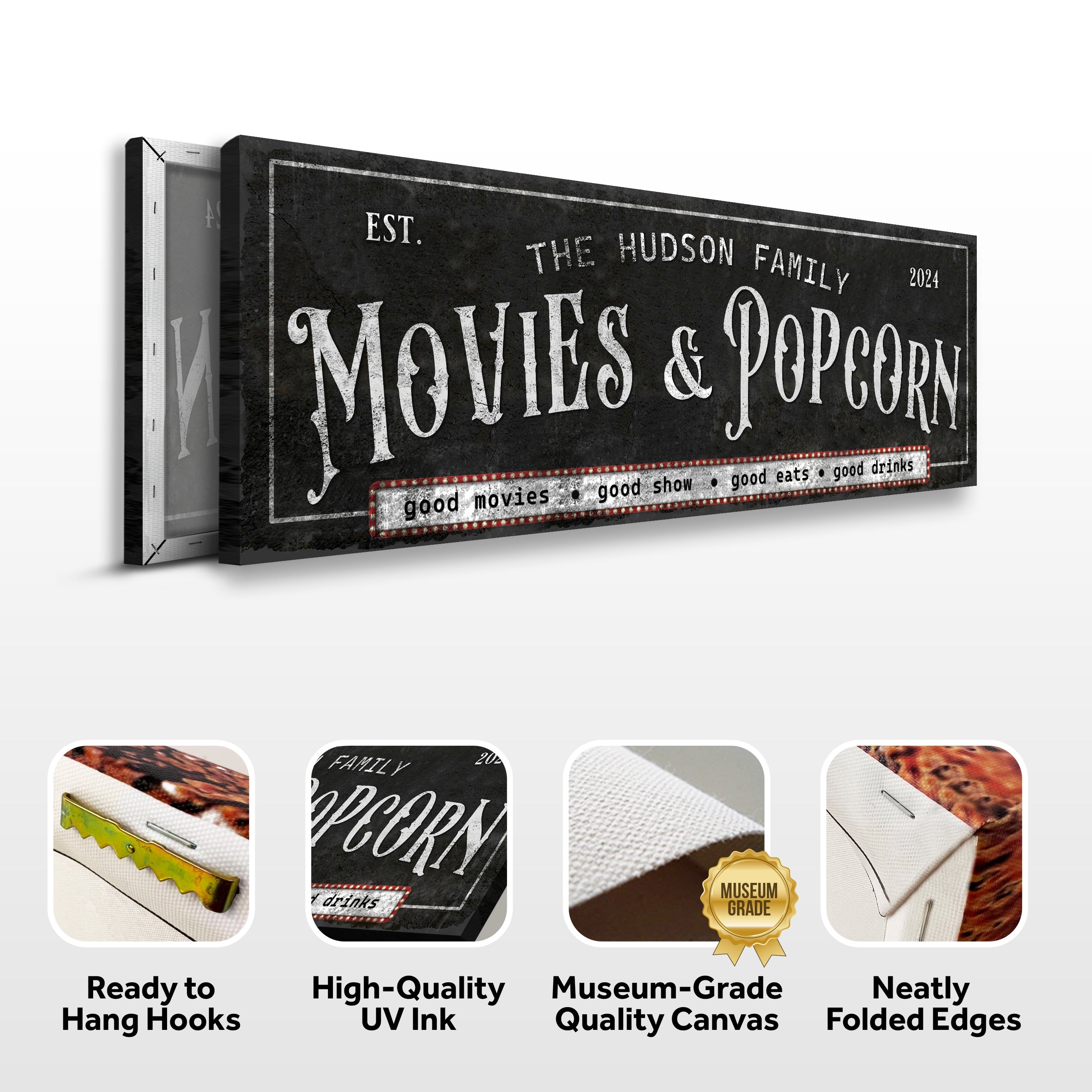 Personalized Movies & Popcorn Sign II on sale at MyriadMart