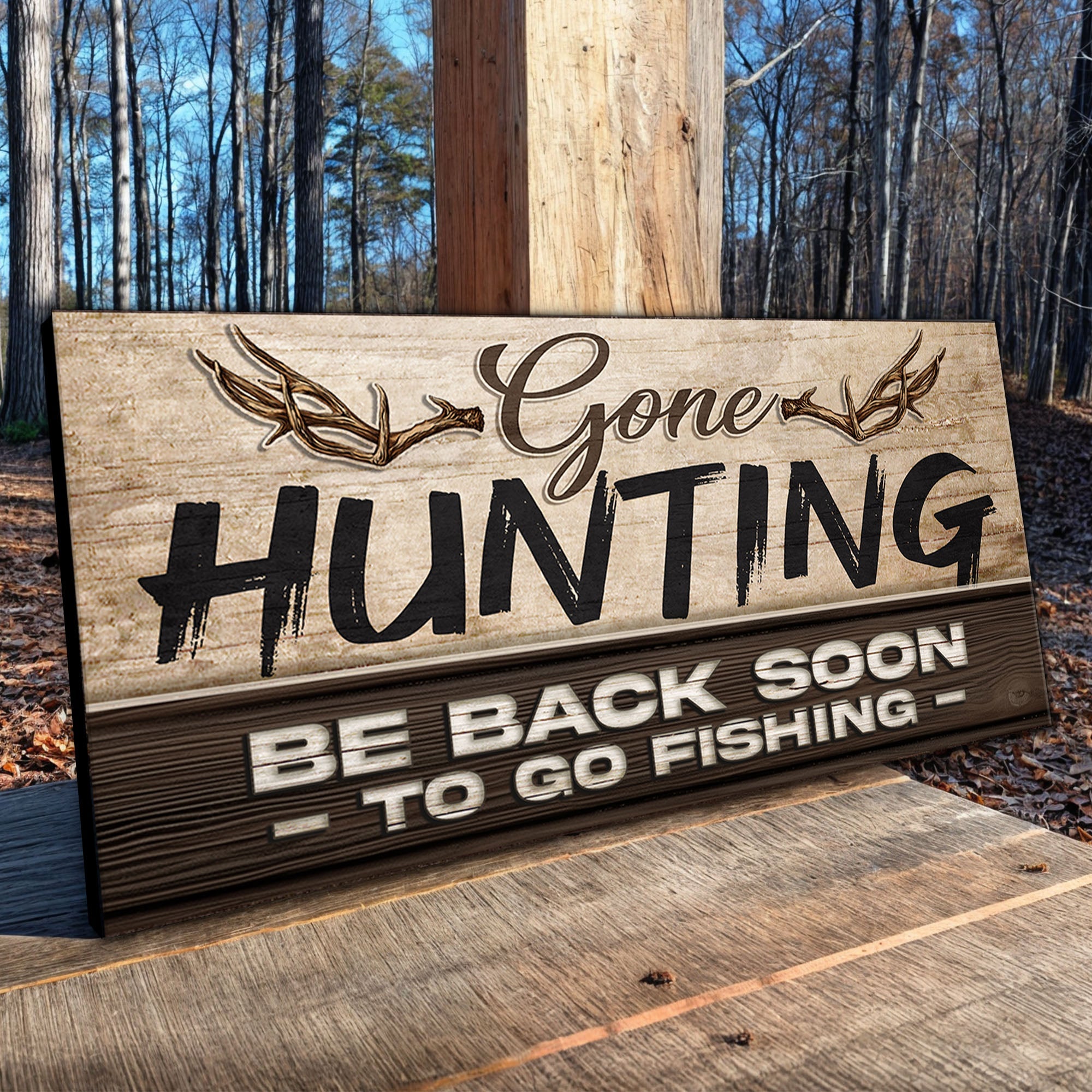 Gone Hunting Sign II on sale at MyriadMart