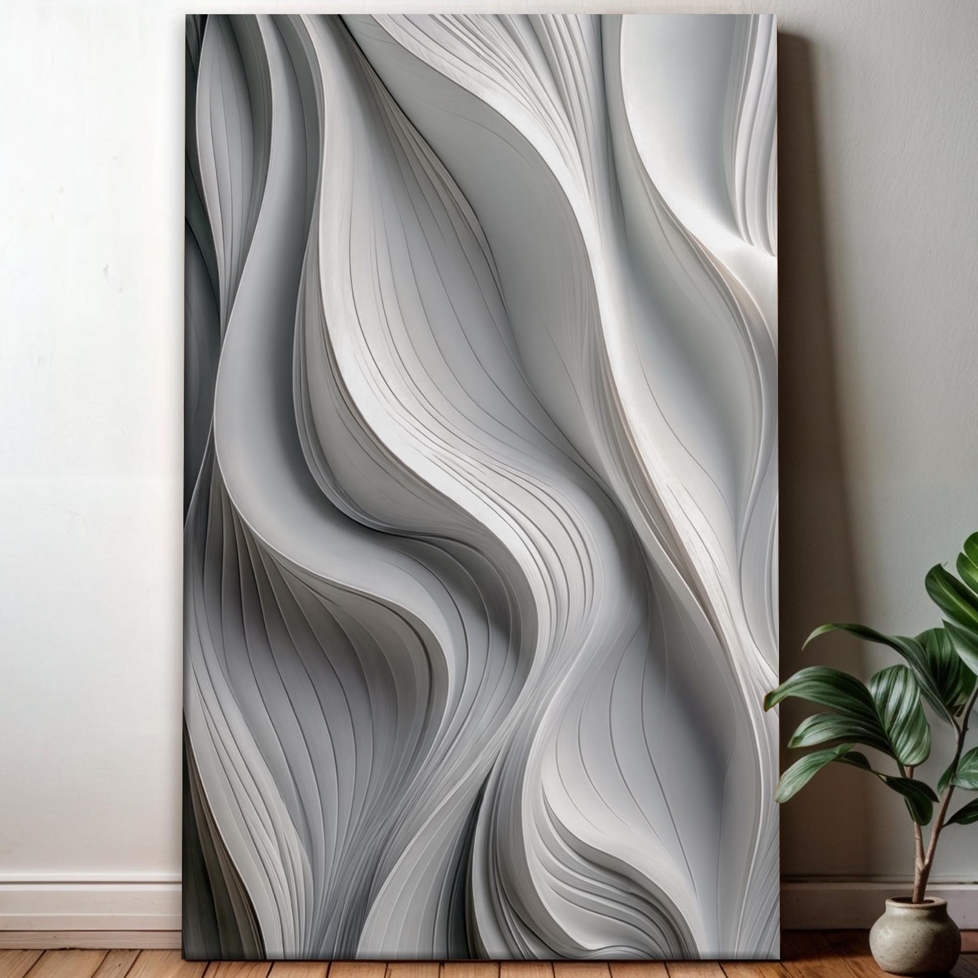 Modern Monochrome Waves Abstract Wall Art on sale at MyriadMart