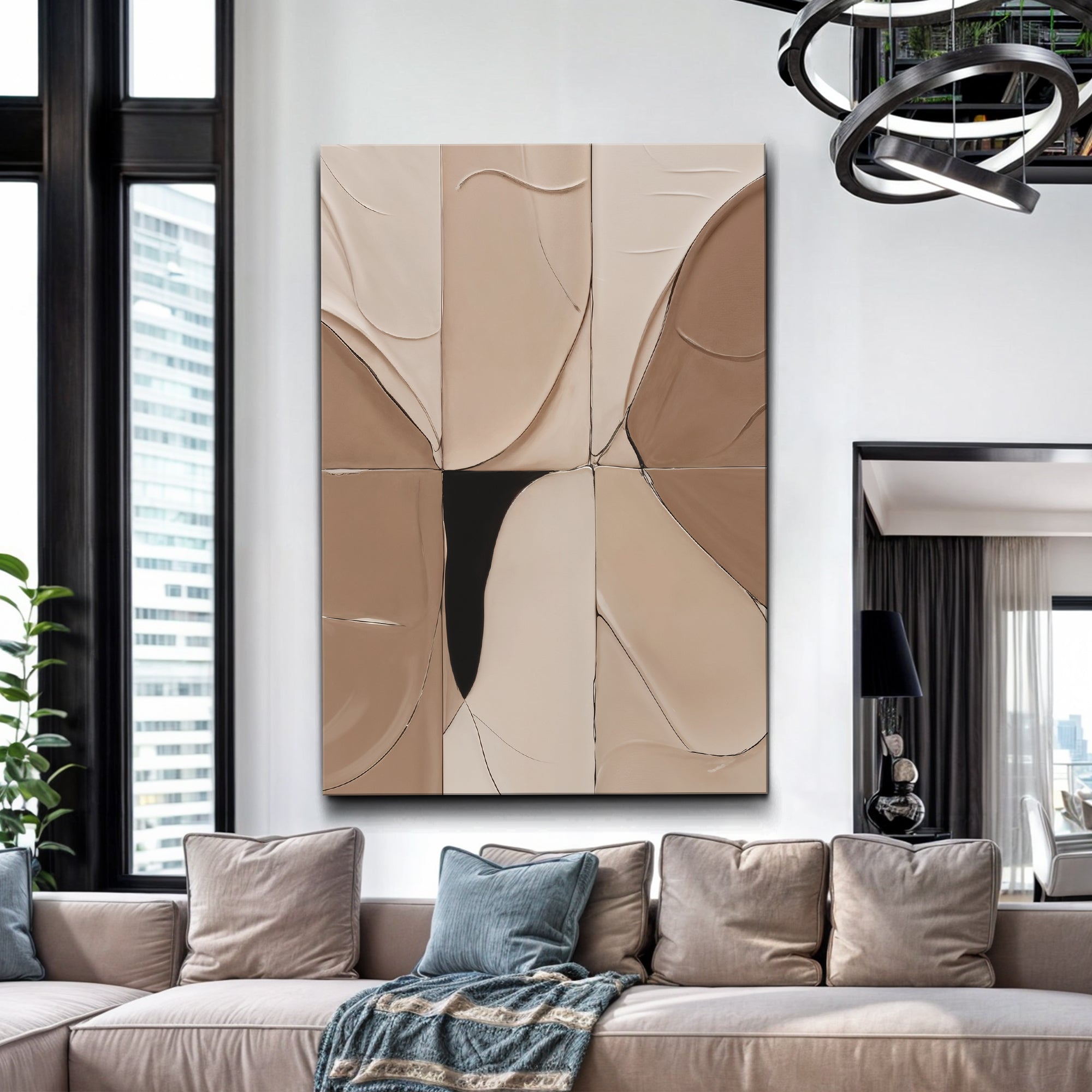 Neutral Abstract Boho Impasto Wall Art on sale at MyriadMart