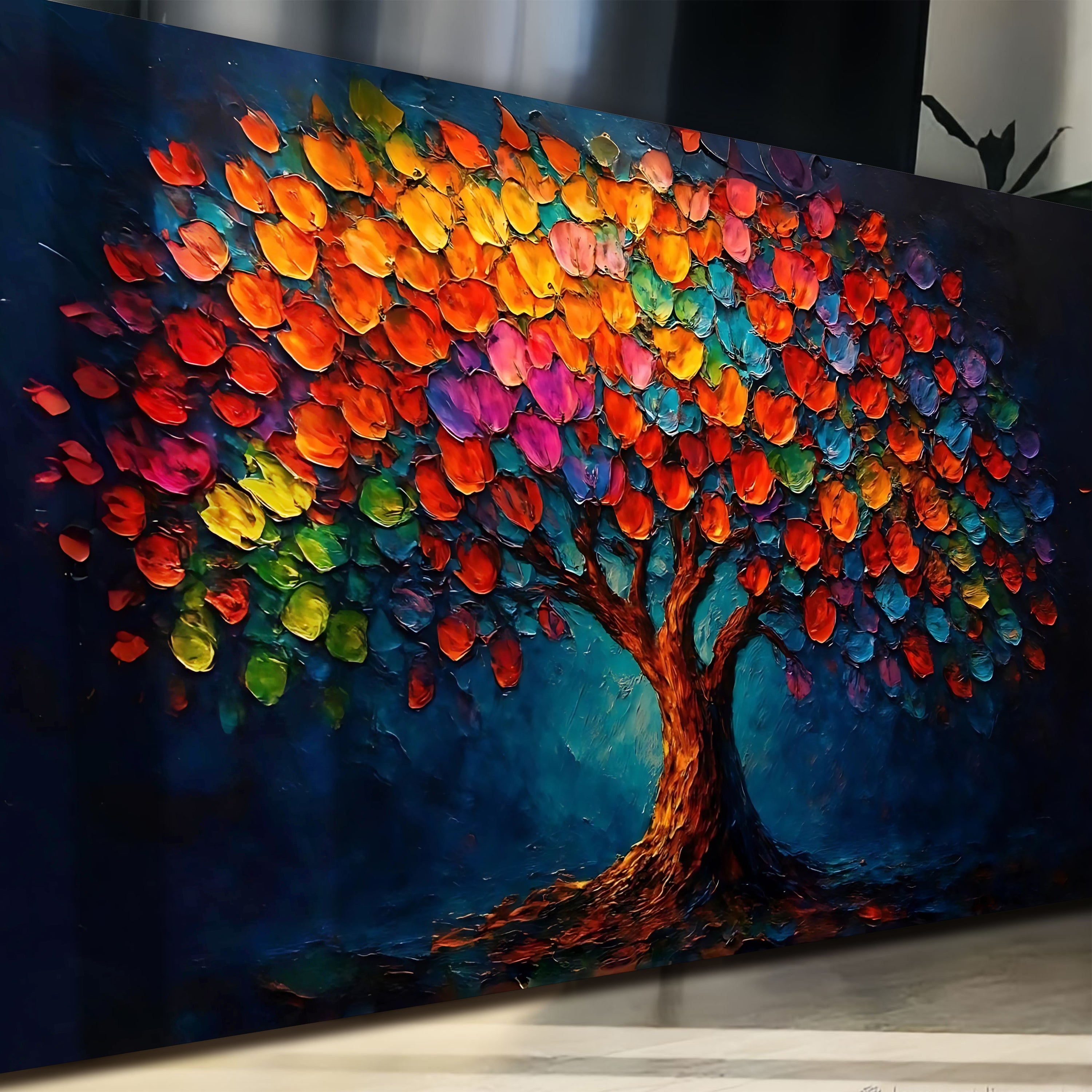 Rainbow Bloom Impasto Wall Art on sale at MyriadMart