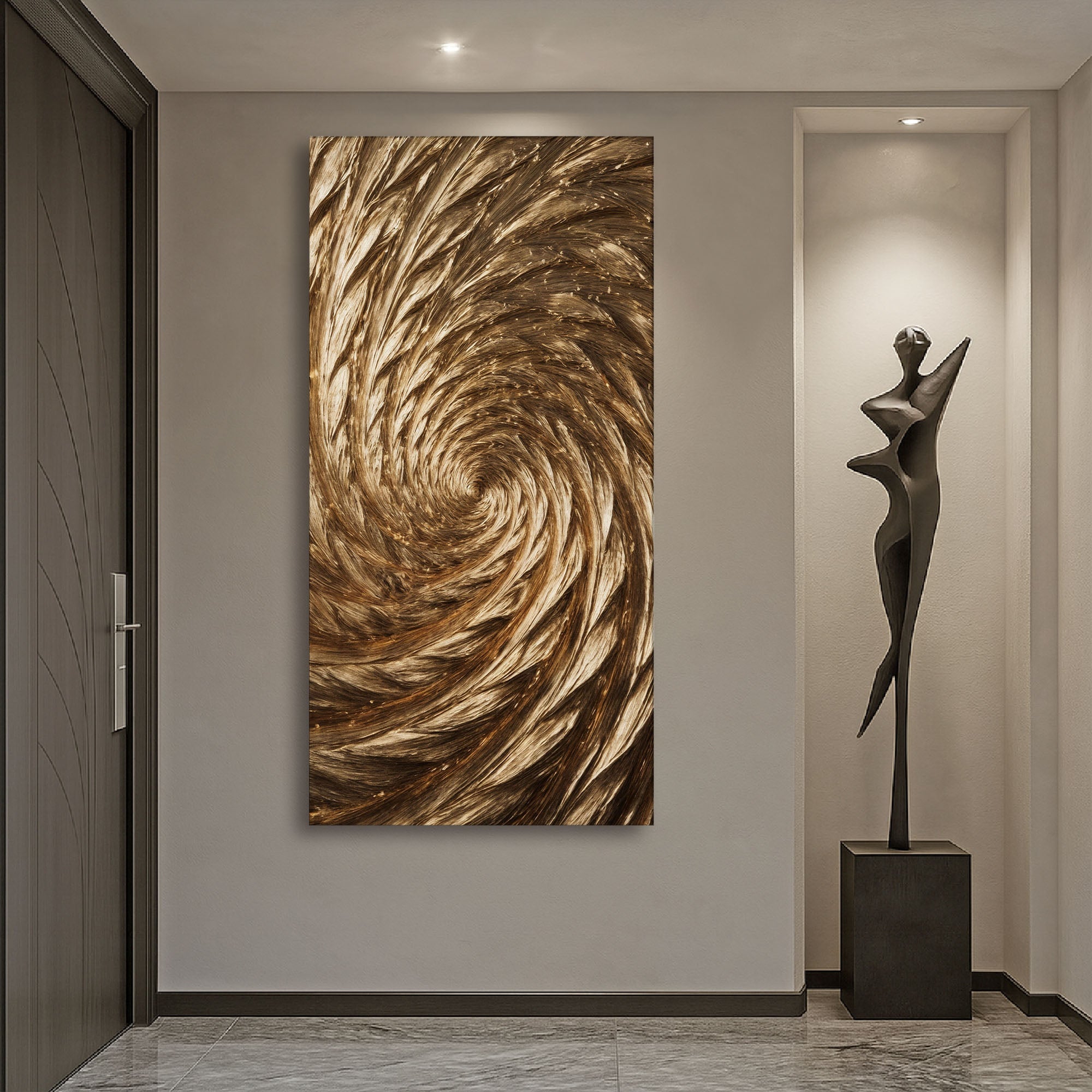Gold Spiral Abstract Wall Art on sale at MyriadMart
