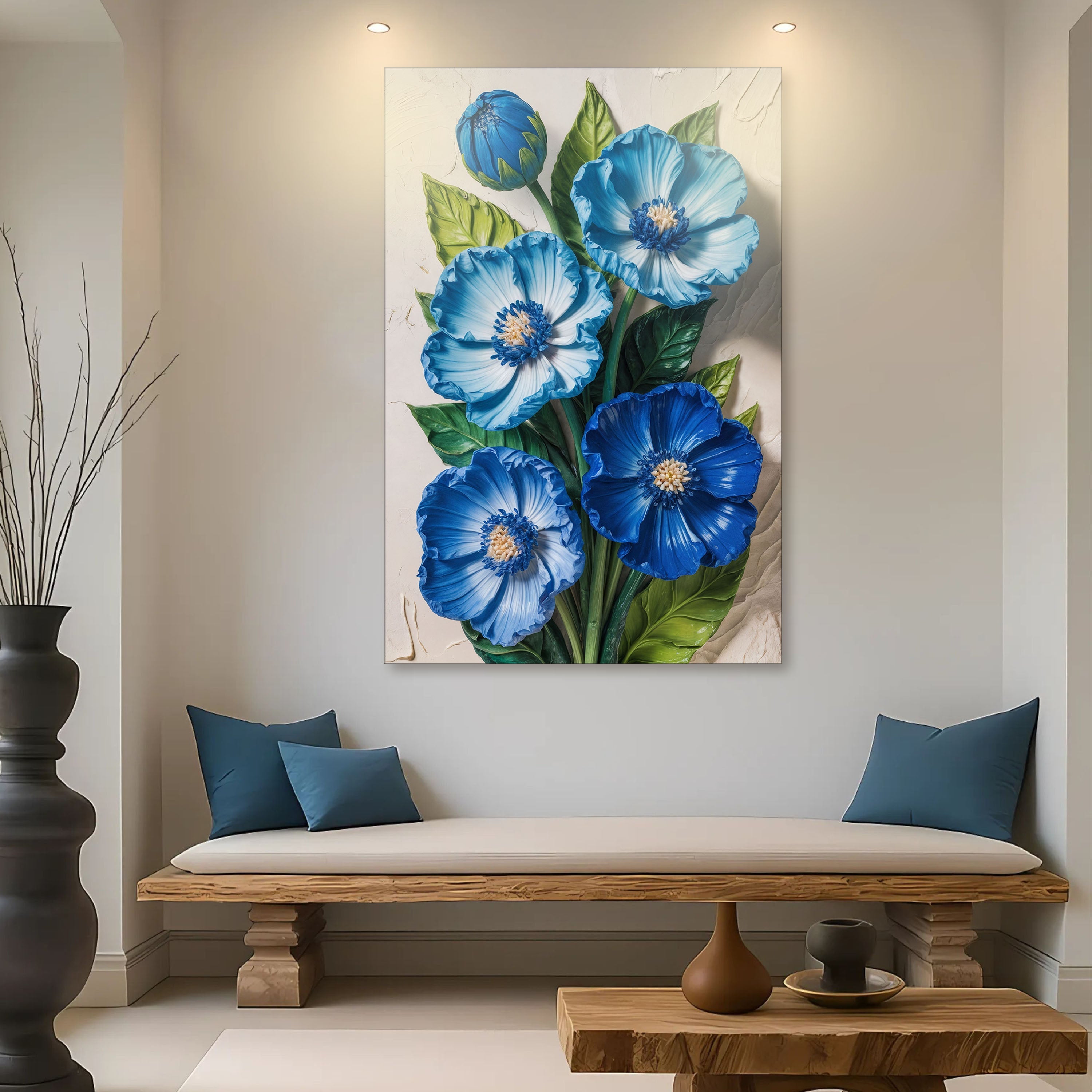 Blue Blossom Bouquet Impasto Wall Art on sale at MyriadMart