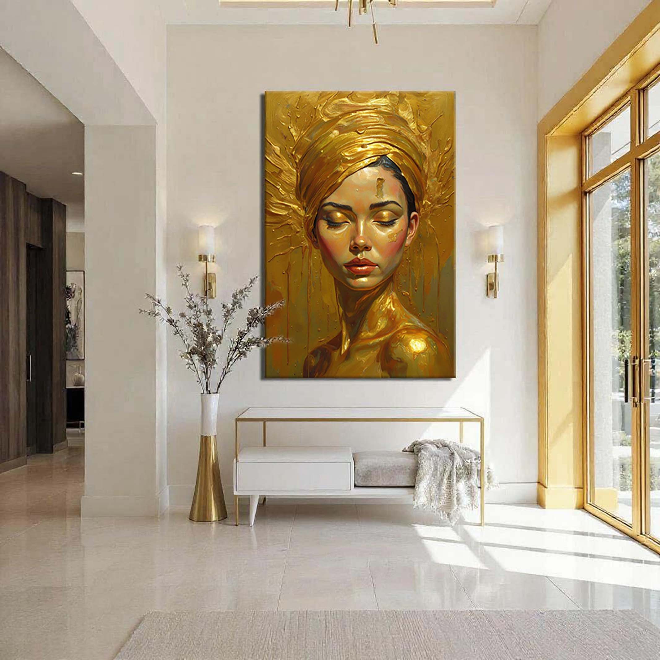 Woman's Golden Serenity Wall Art on sale at MyriadMart