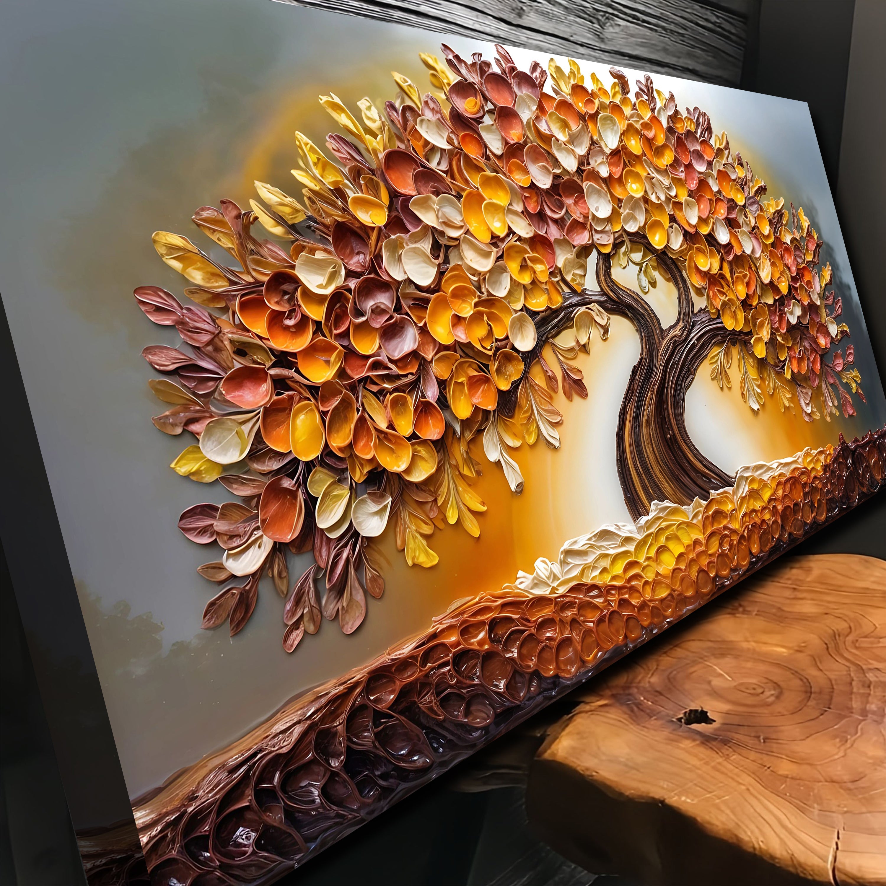Golden Autumn Impasto Wall Art on sale at MyriadMart