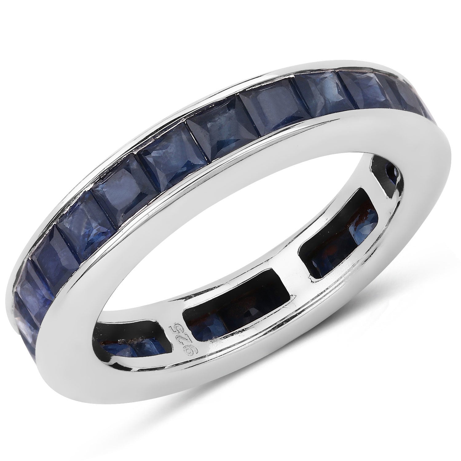 3.12 Carat Genuine Blue Sapphire .925 Sterling Silver Ring on sale at MyriadMart