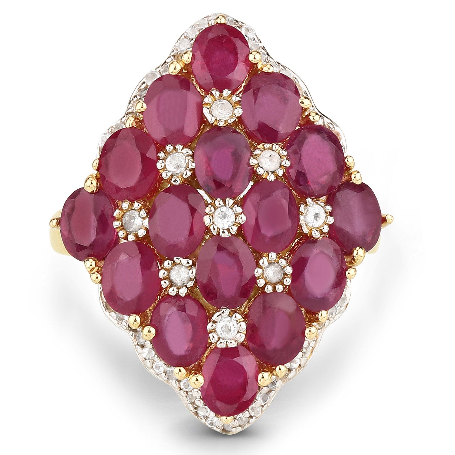 6.49 Carat Glass Filled Ruby and White Topaz .925 Sterling Silver Ring on sale at MyriadMart