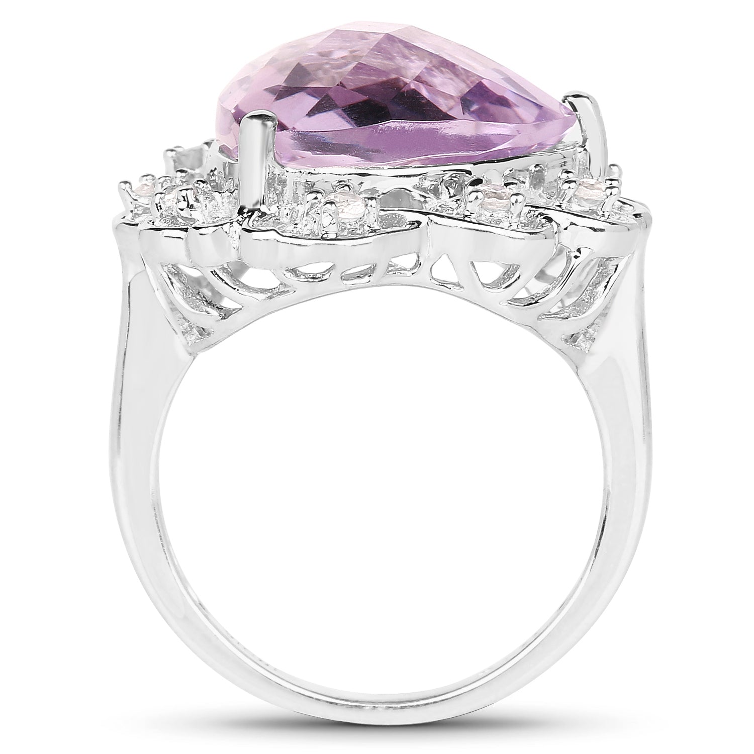 8.86 Carat Genuine Amethyst and White Zircon .925 Sterling Silver Ring on sale at MyriadMart