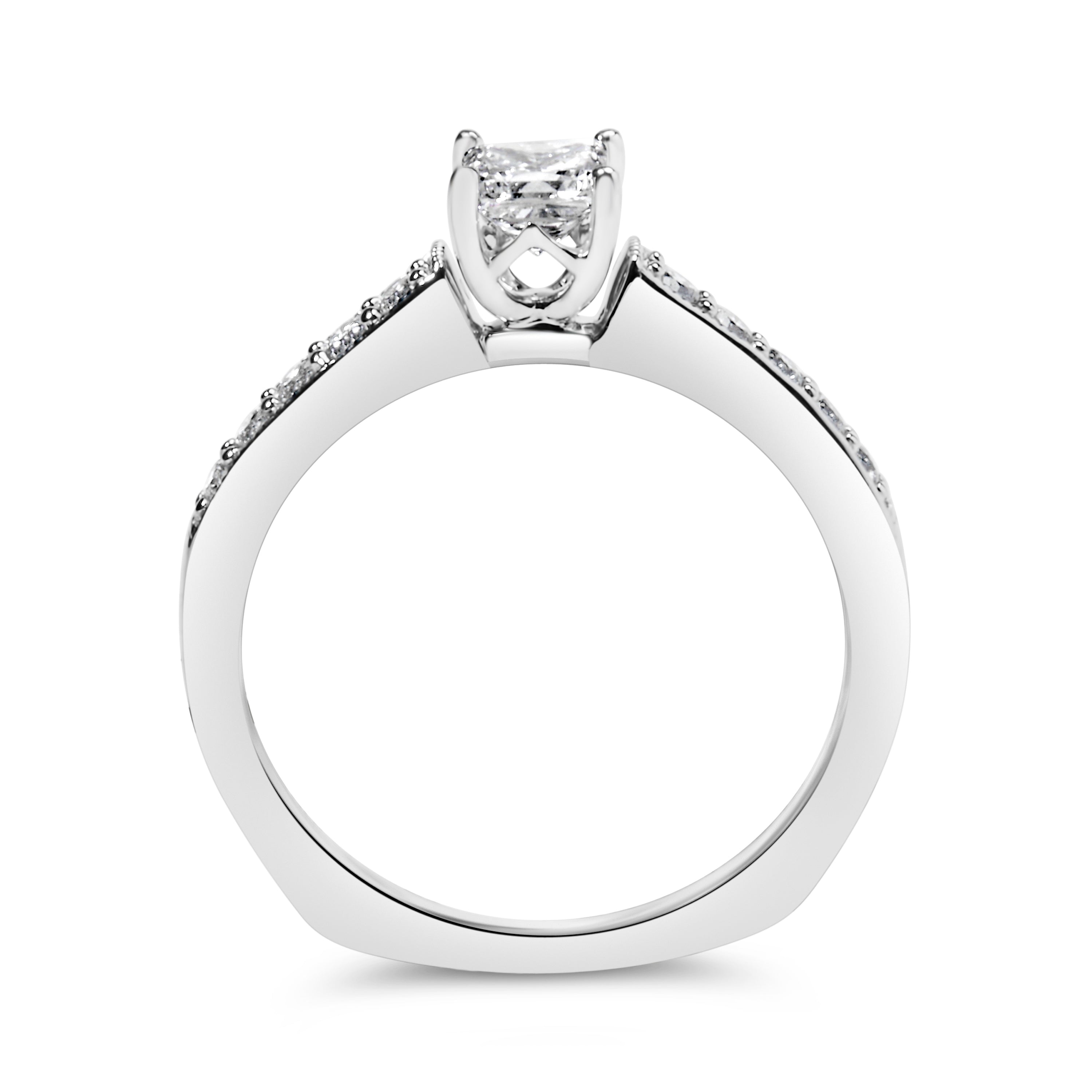 14K White Gold Diamond 1/2 Cttw Princess Cut Diamond Engagement Ring G-H Color, VS2-SI1 Clarity - Size 7 on sale at MyriadMart