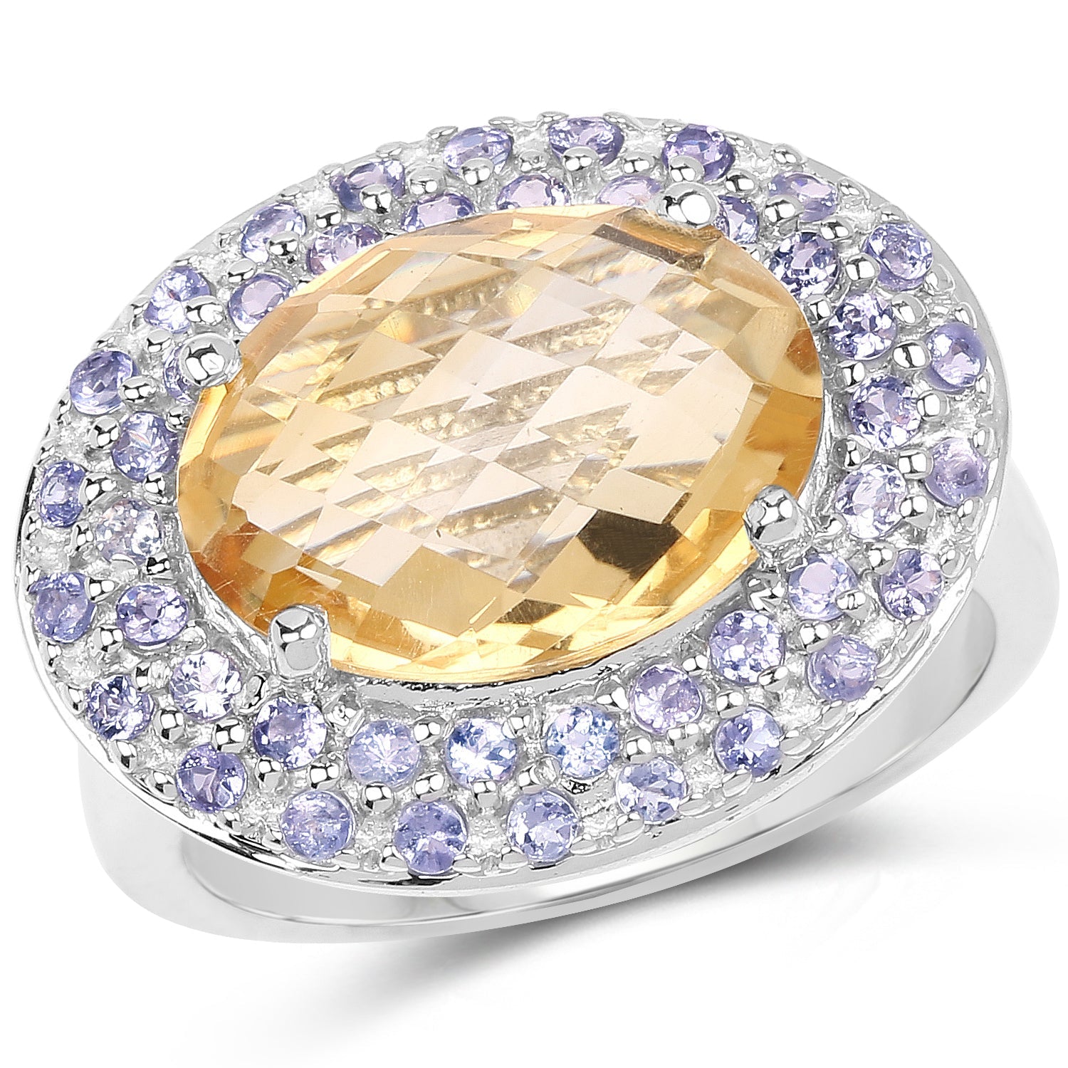 5.78 Carat Genuine Citrine and Tanzanite .925 Sterling Silver Ring on sale at MyriadMart