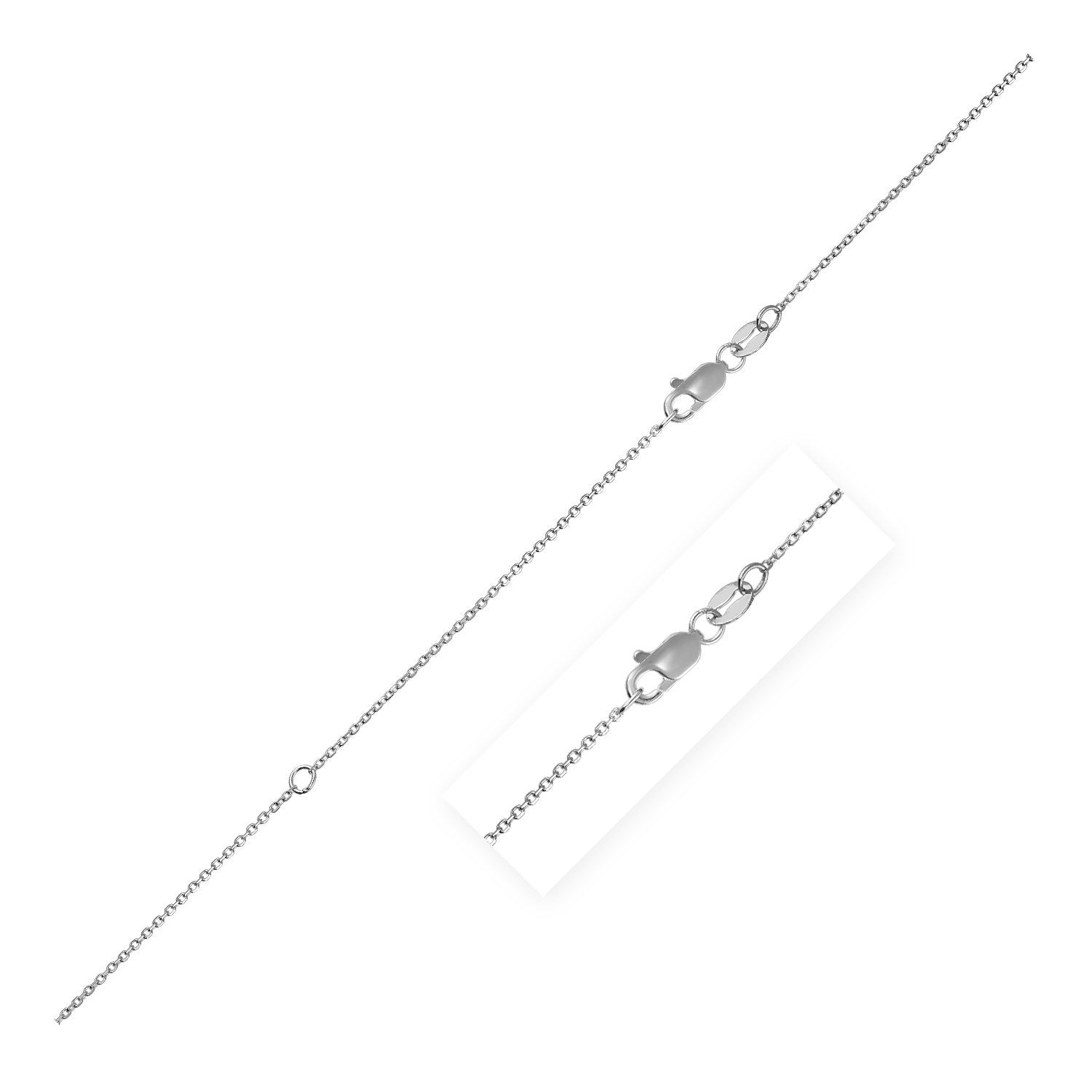 Extendable Cable Chain in 14k White Gold 0.8mm on sale at MyriadMart