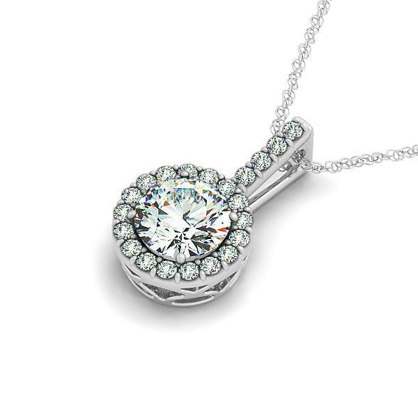 14k White Gold Diamond Halo Round Style Pendant 5/8 cttw on sale at MyriadMart
