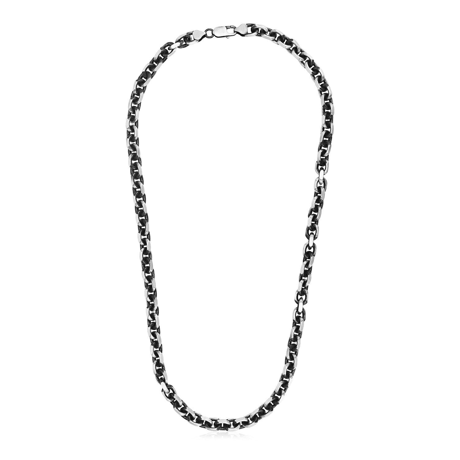 Sterling Silver Gunmetal Finish Oval Link Necklace on sale at MyriadMart