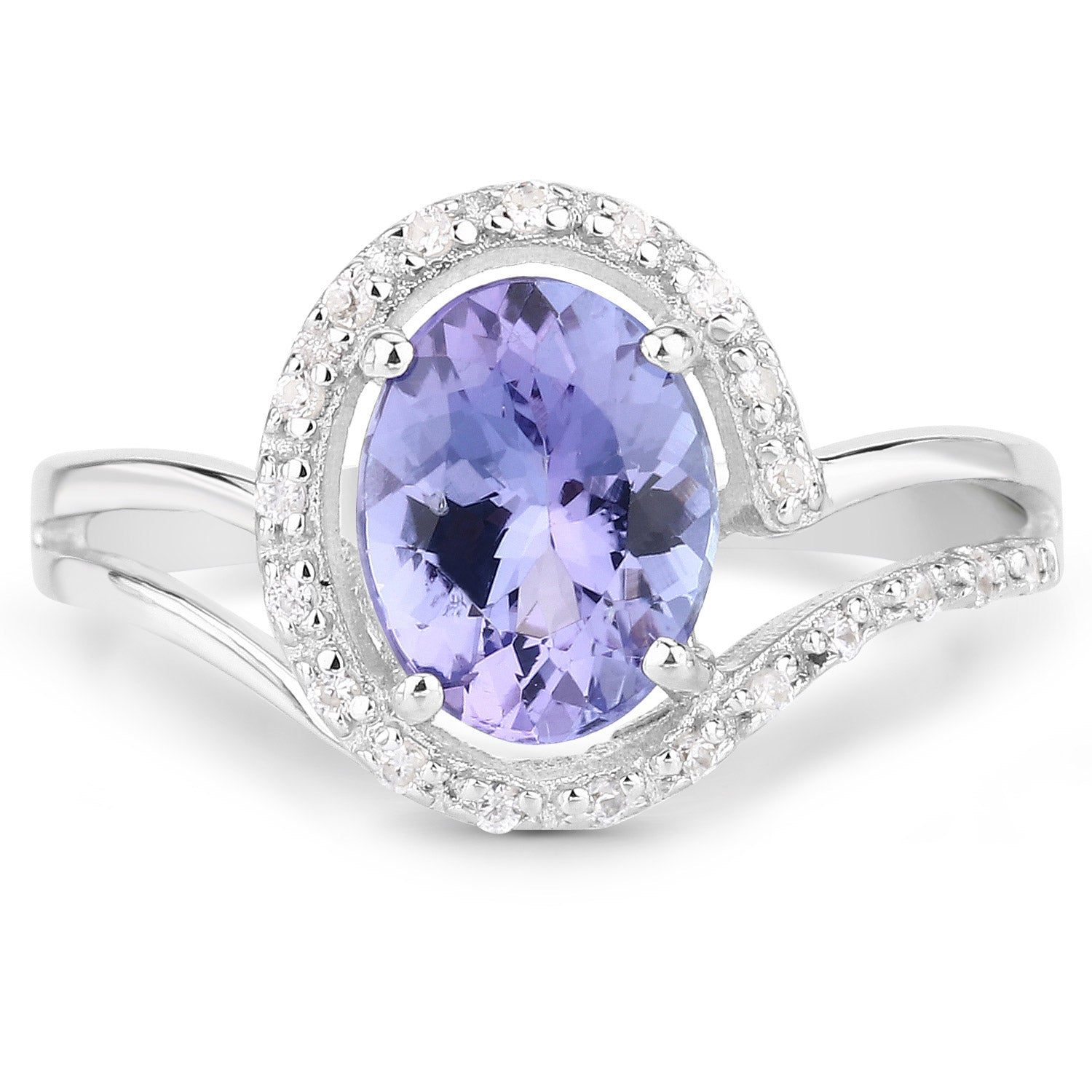 1.82 Carat Genuine Tanzanite and White Zircon .925 Sterling Silver Ring on sale at MyriadMart