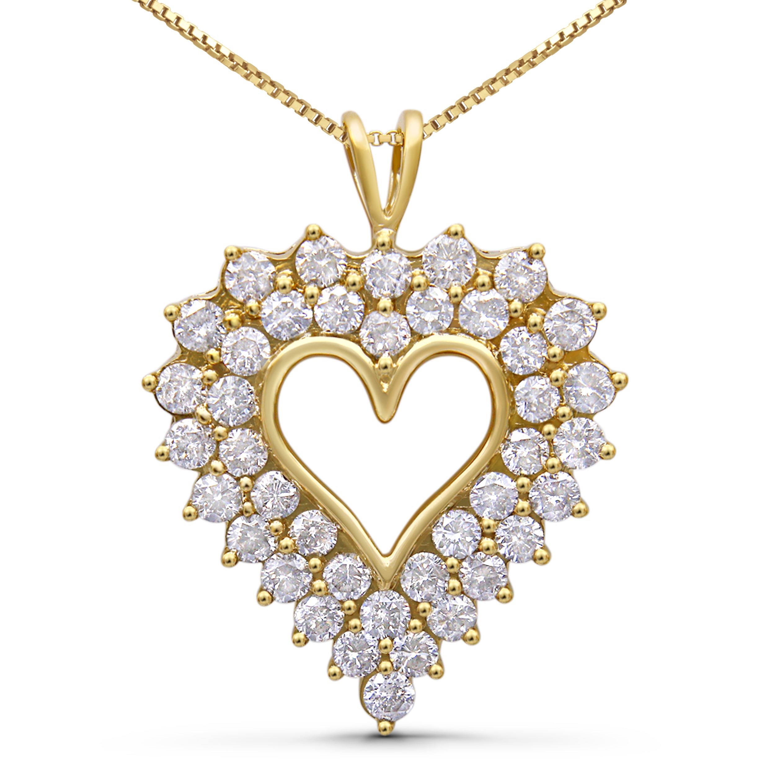 14K Yellow Gold Plated .925 Sterling Silver 4.0 Cttw Diamond Shadow Frame Heart 18" Pendant Necklace J-K Color, I1-I2 Clarity on sale at MyriadMart