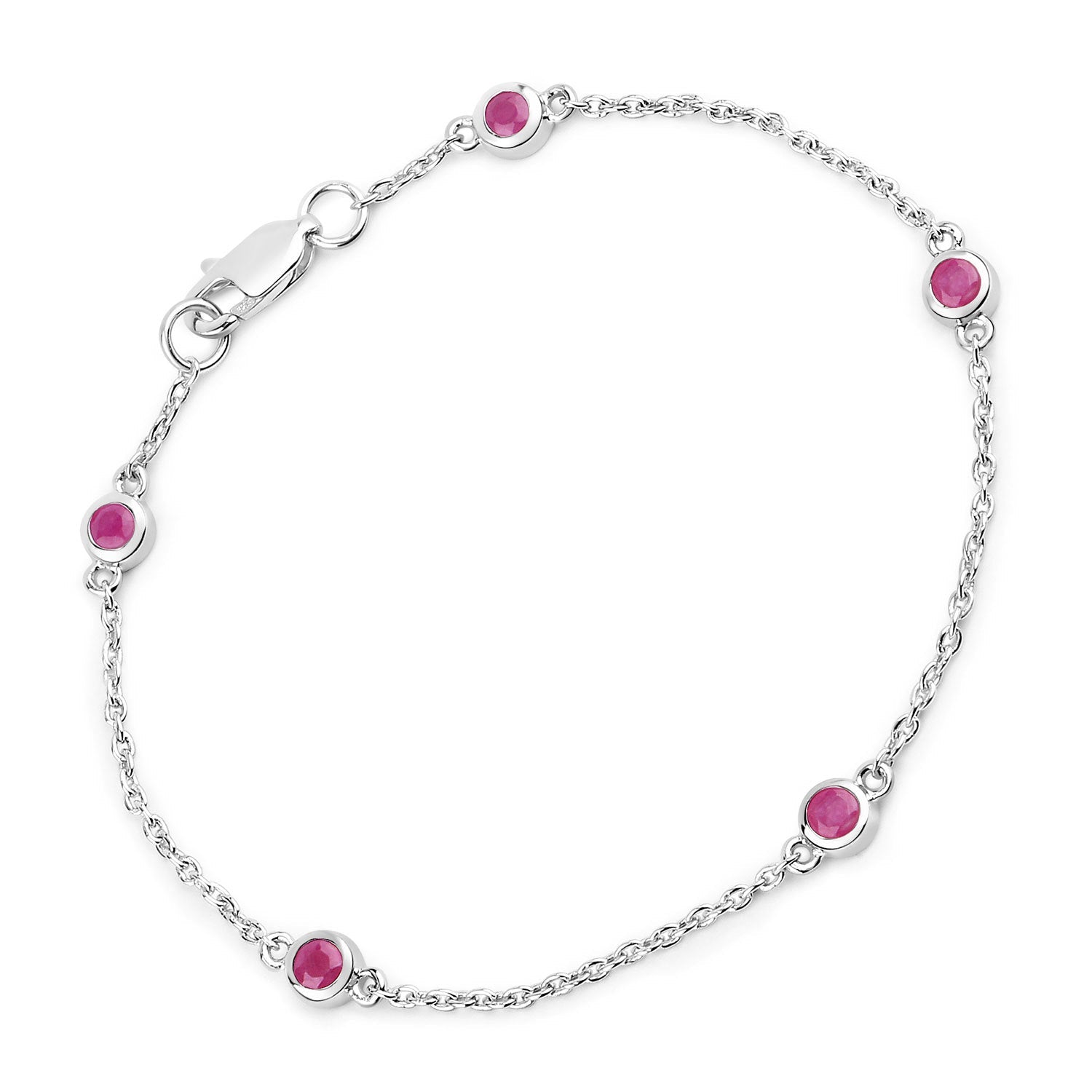 0.65 Carat Genuine Ruby .925 Sterling Silver Bracelet on sale at MyriadMart