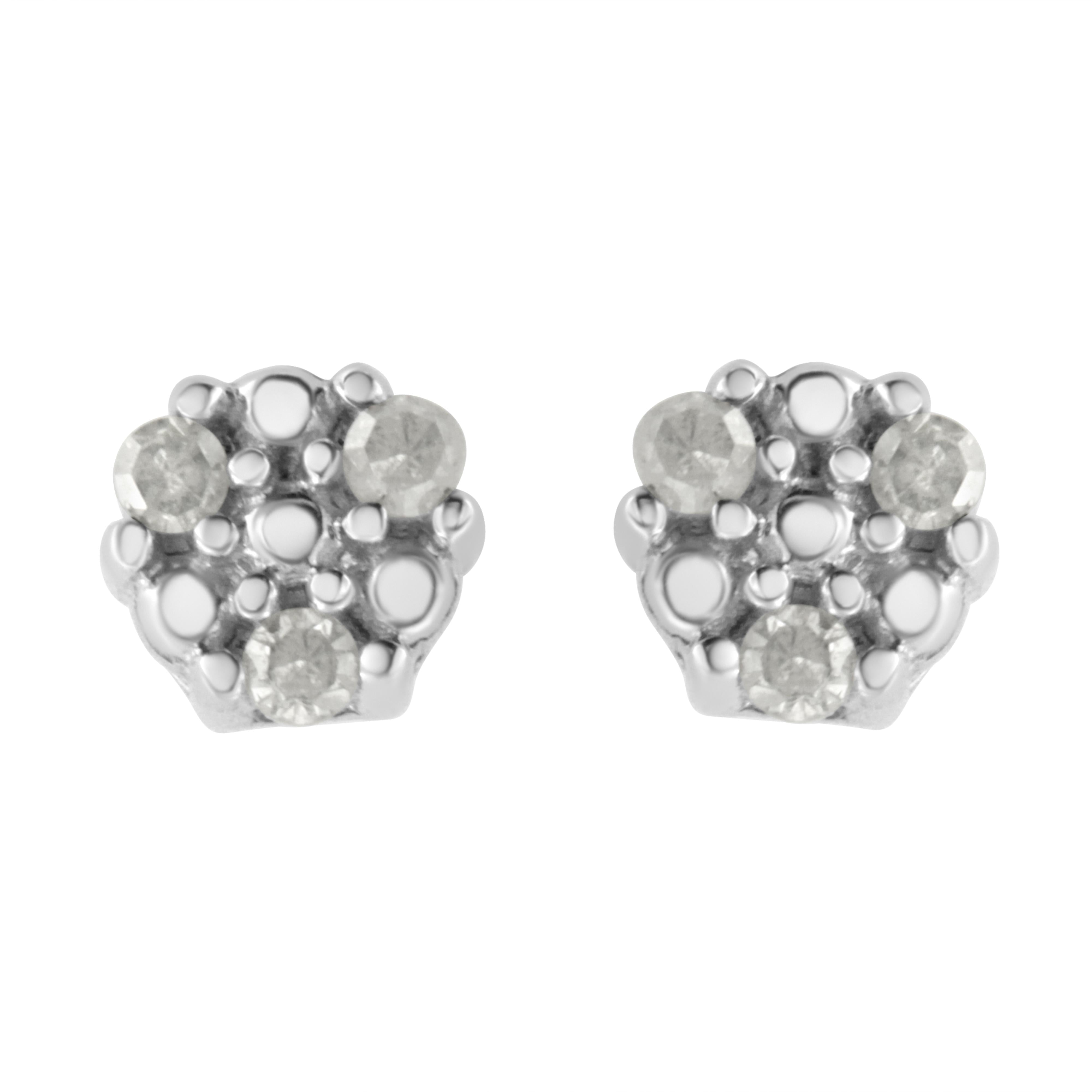 .925 Sterling Silver 1/10 cttw Prong Set Round-Cut Trio Diamond Stud Earrings I-J Color, I3 Clarity on sale at MyriadMart