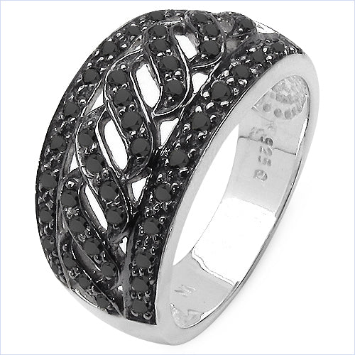 0.54 Carat Genuine Black Diamond .925 Sterling Silver Ring on sale at MyriadMart