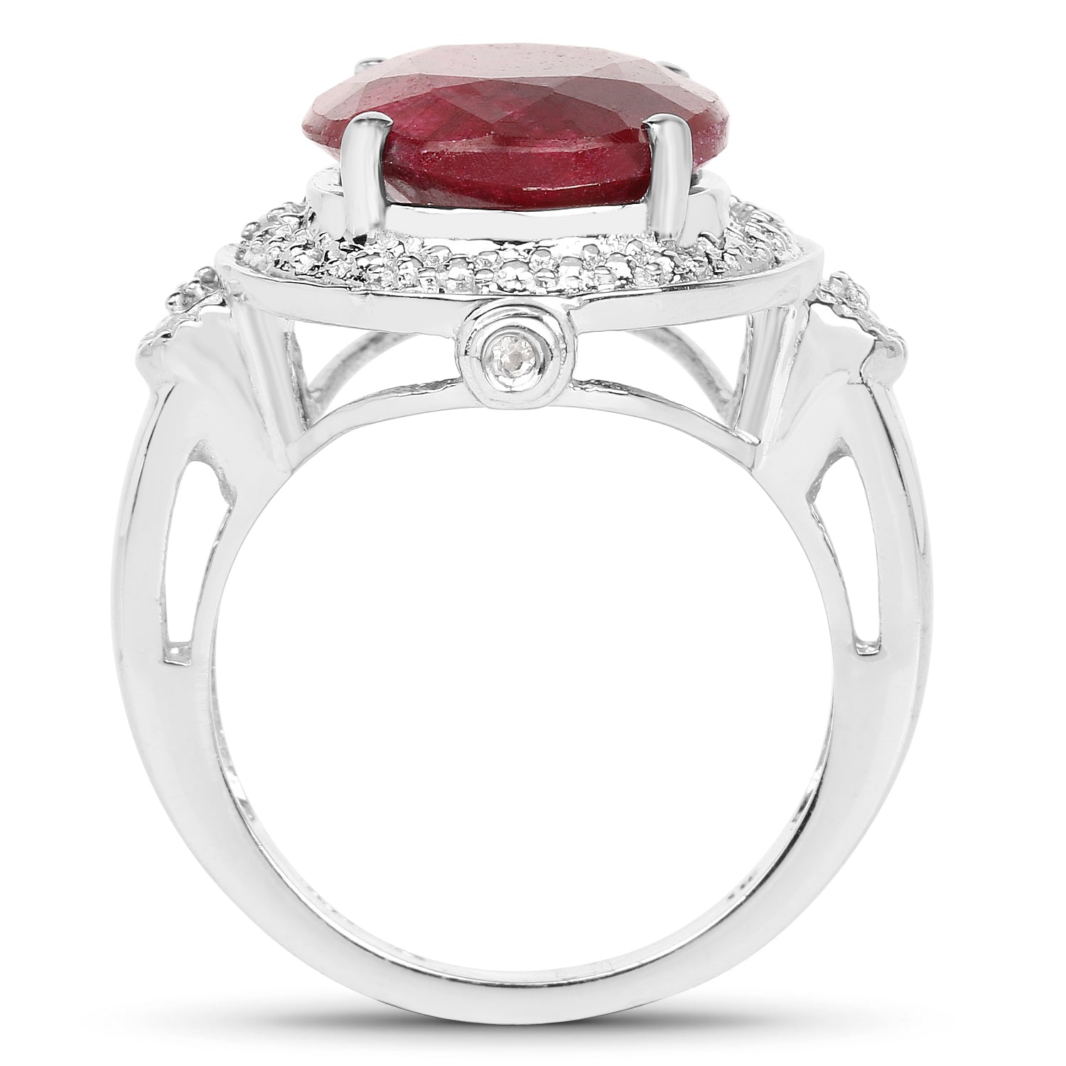 8.64 Carat Dyed Ruby & White Topaz .925 Sterling Silver Ring on sale at MyriadMart