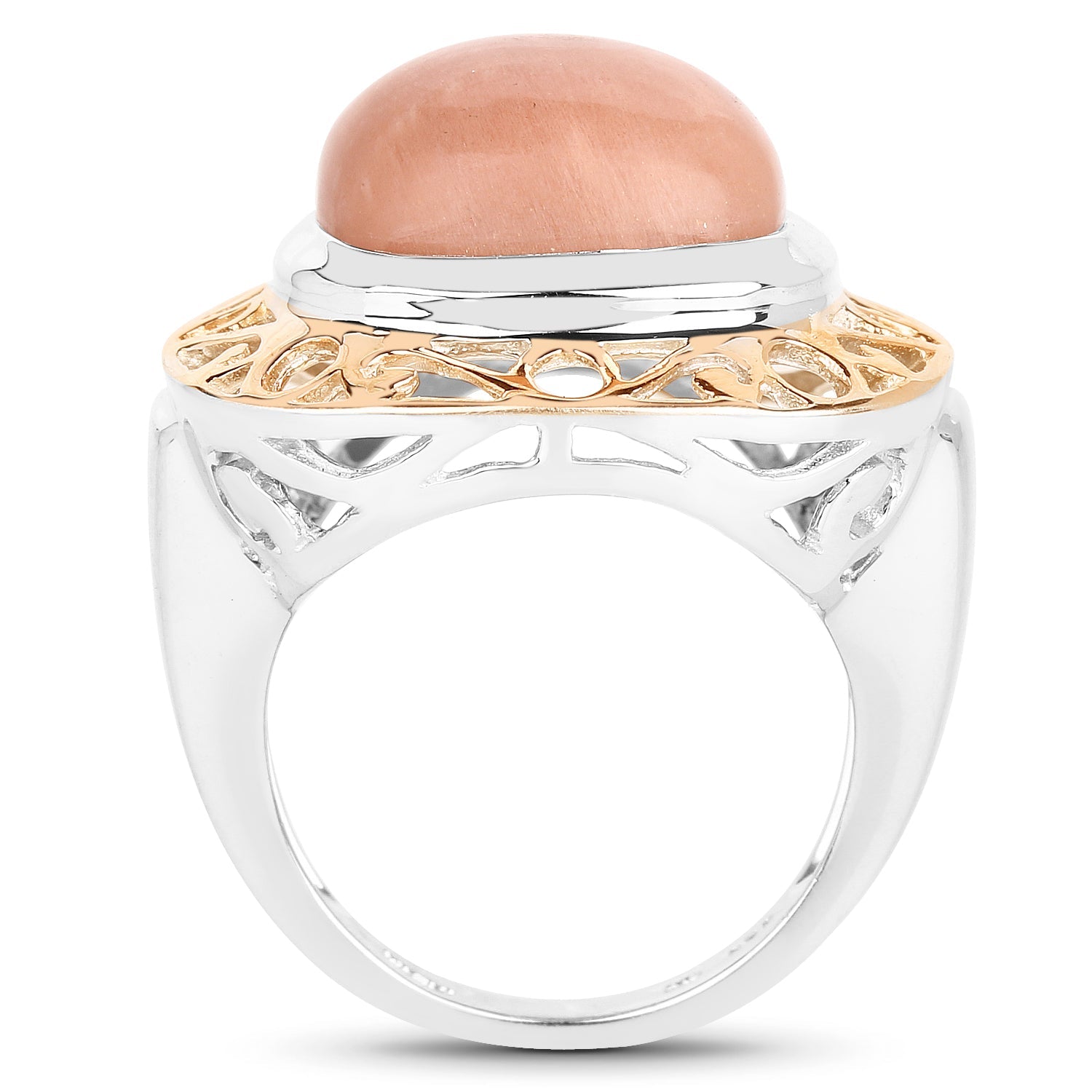Two Tone Plated 12.80 Carat Genuine Moonstone .925 Sterling Silver Ring on sale at MyriadMart