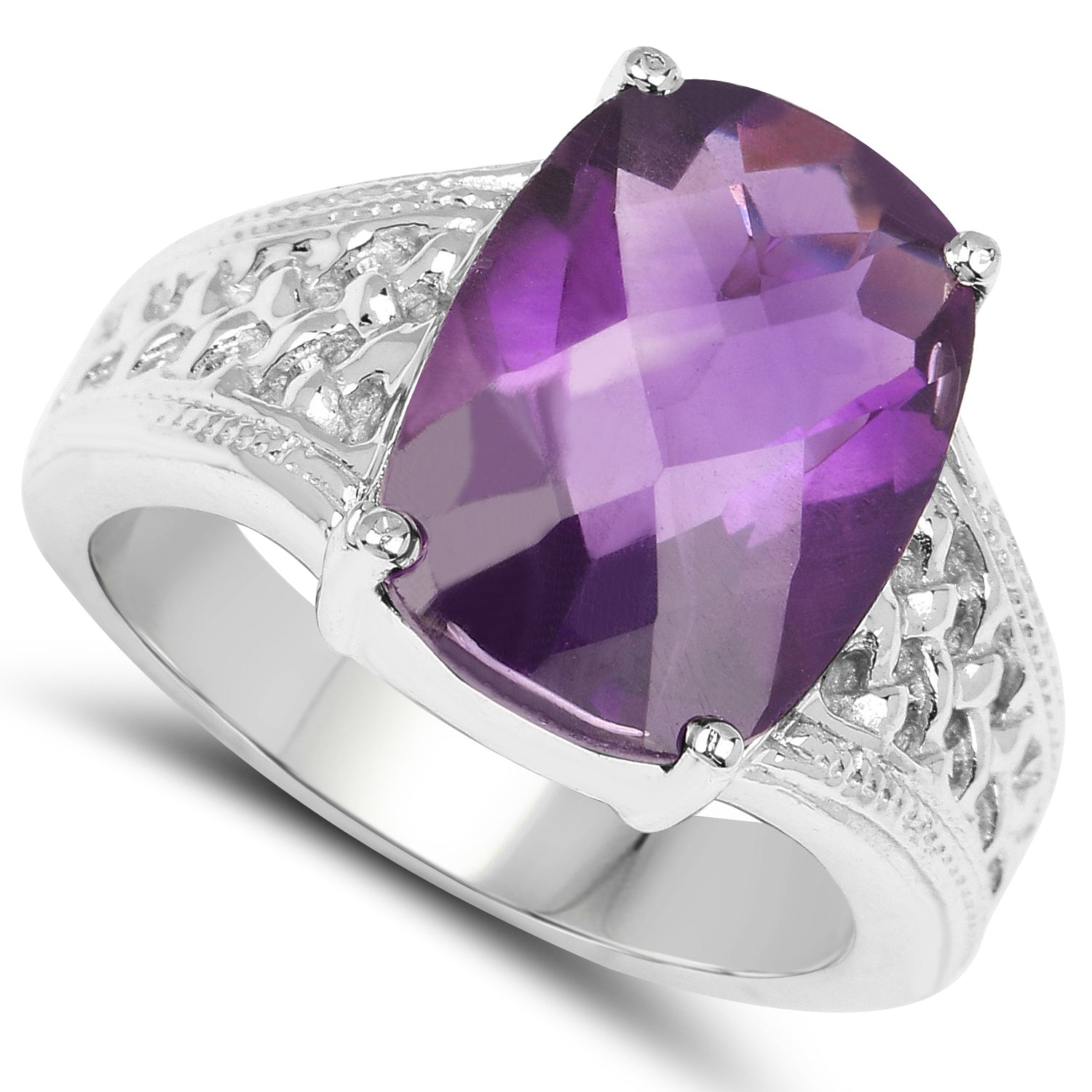 6.50 Carat Genuine Amethyst .925 Sterling Silver Ring on sale at MyriadMart