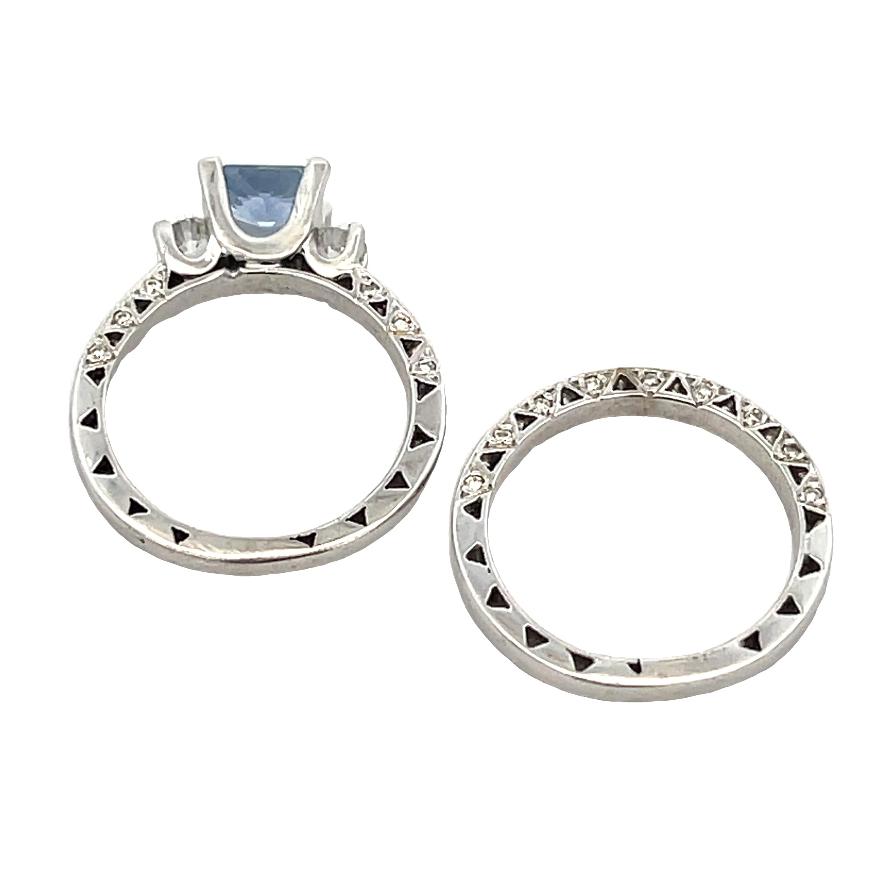 Antique Style Engagement Ring Set 14KT White Gold on sale at MyriadMart