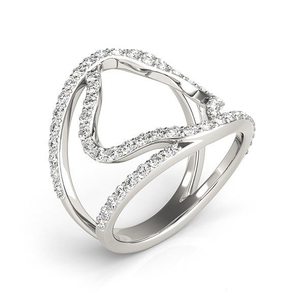 14k White Gold Diamond Flower Style Dual Band Ring 5/8 cttw on sale at MyriadMart