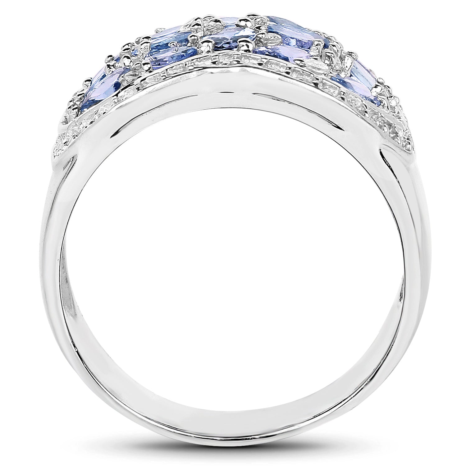 2.62 Carat Genuine Tanzanite and White Topaz .925 Sterling Silver Ring on sale at MyriadMart