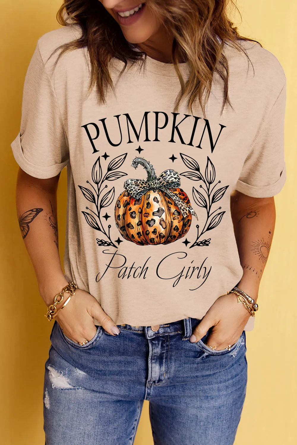 Pumpkin Graphic Round Neck Short Sleeve T-Shirt - MyriadMart