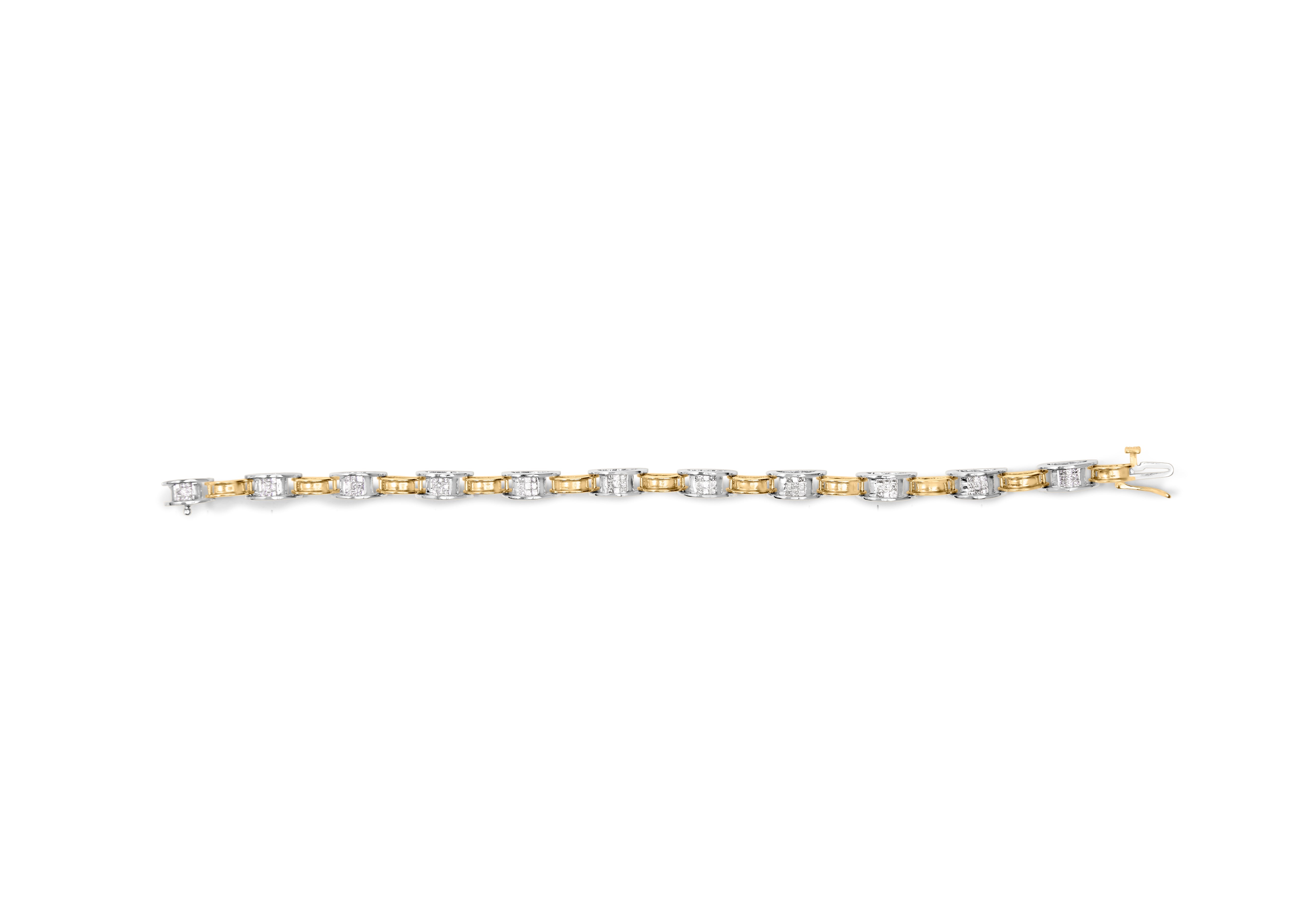 14K Two-Tone Gold 1.00 Cttw Princess-Cut Diamond Chain Link 7" Bracelet H-I Color, SI1-SI2 Clarity on sale at MyriadMart