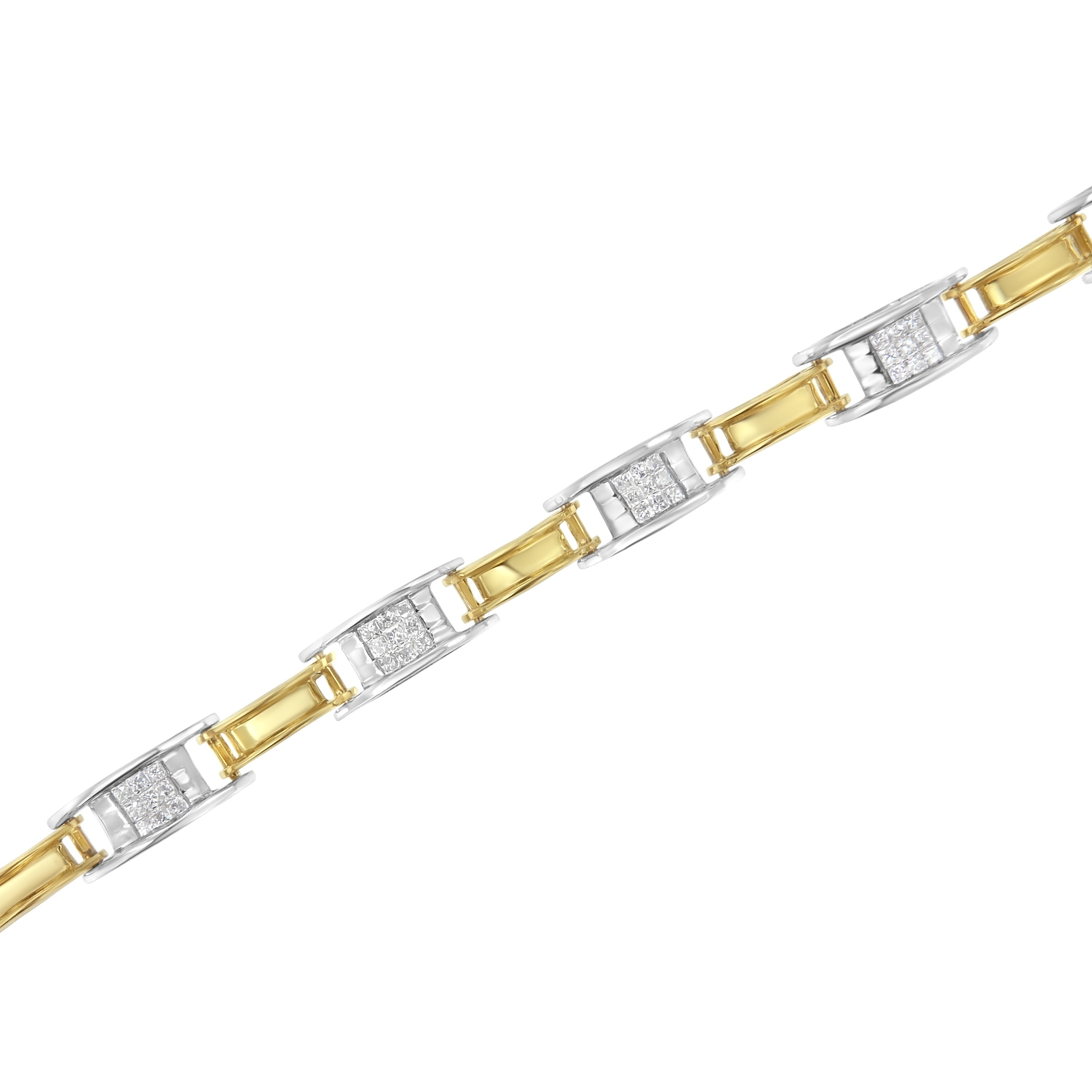 14K Two-Tone Gold 1.00 Cttw Princess-Cut Diamond Chain Link 7" Bracelet H-I Color, SI1-SI2 Clarity on sale at MyriadMart