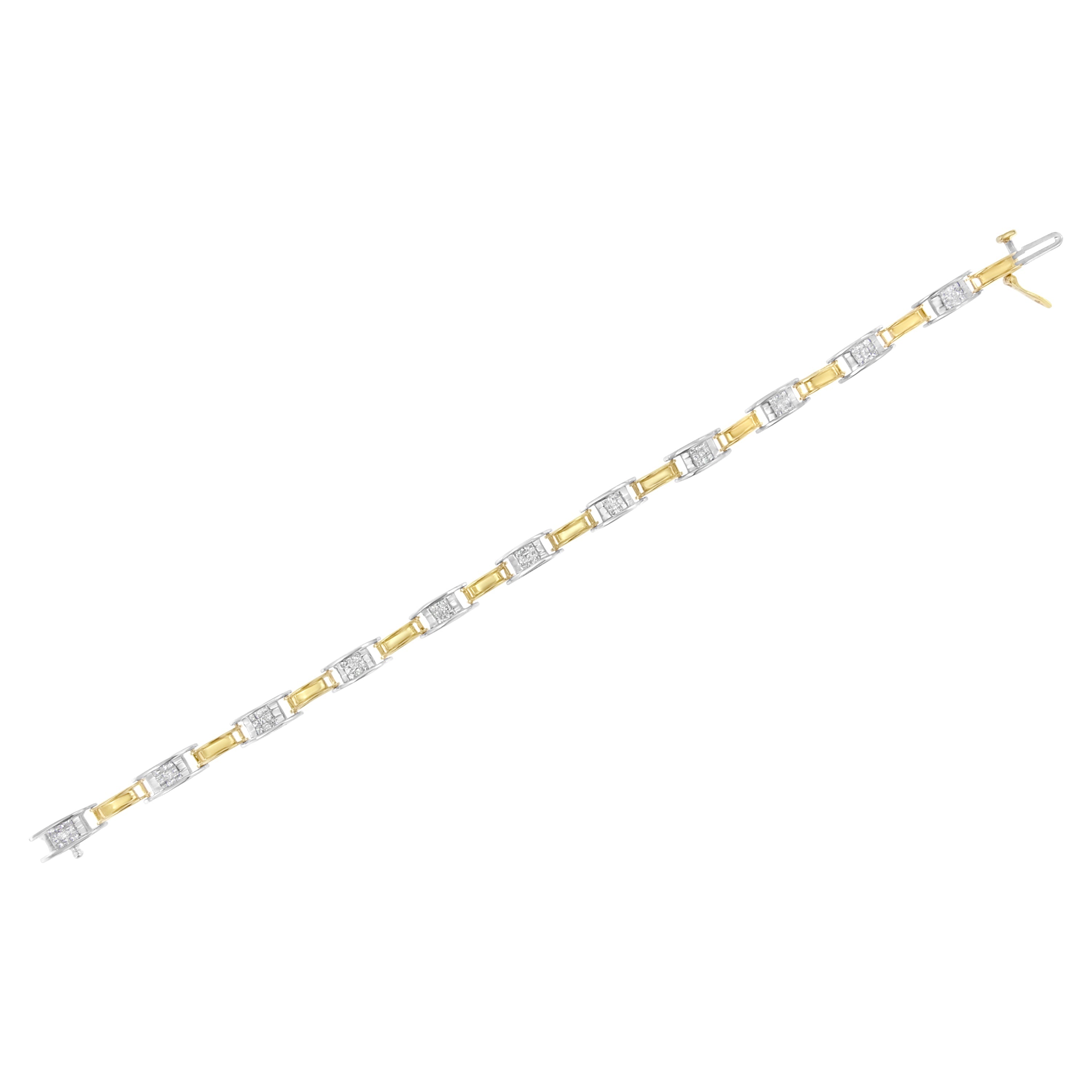 14K Two-Tone Gold 1.00 Cttw Princess-Cut Diamond Chain Link 7" Bracelet H-I Color, SI1-SI2 Clarity on sale at MyriadMart