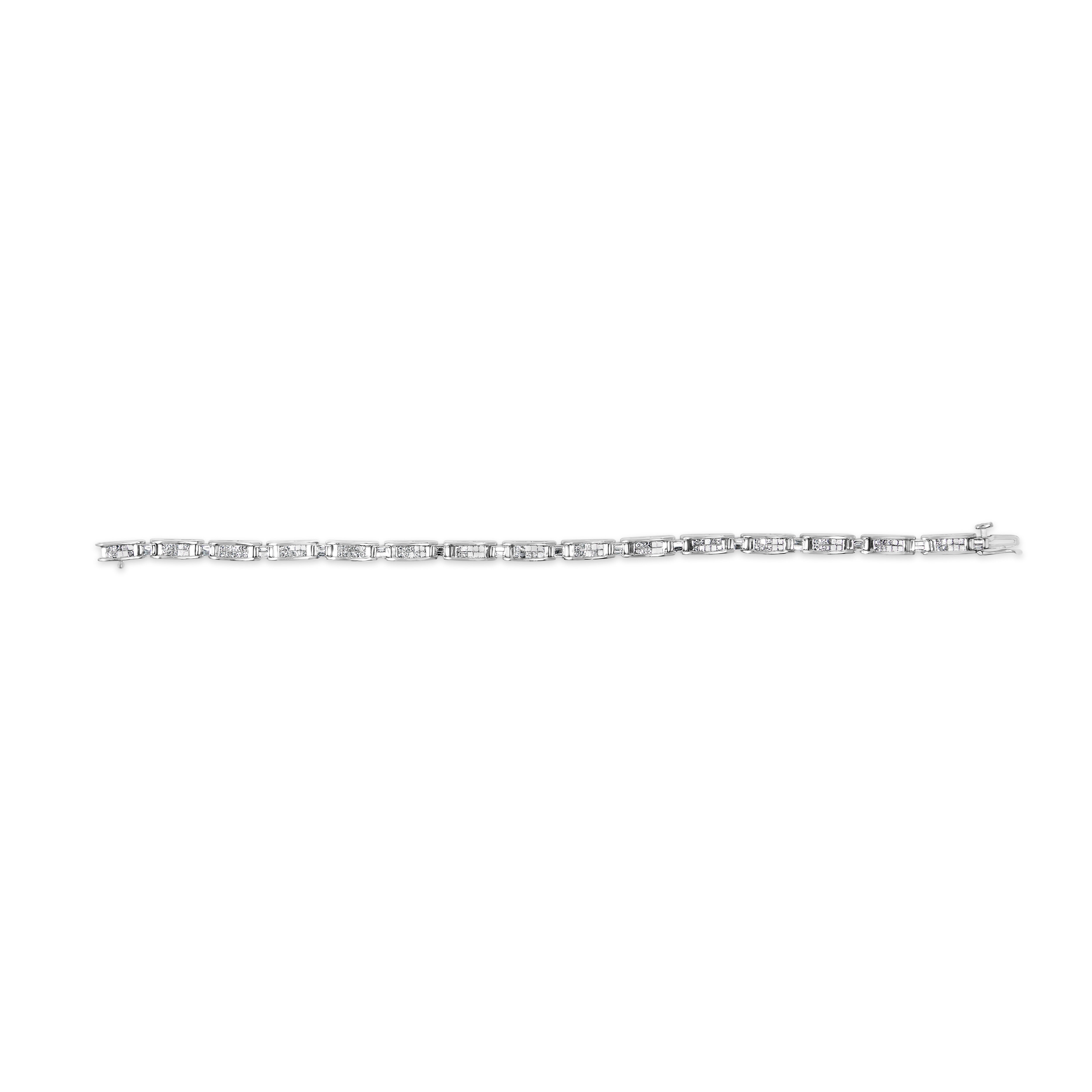 14K White Gold 2.0 Cttw Baguette and Princess-Cut Diamond Tennis Bracelet H-I Color, SI1-SI2 Clarity - 7" on sale at MyriadMart