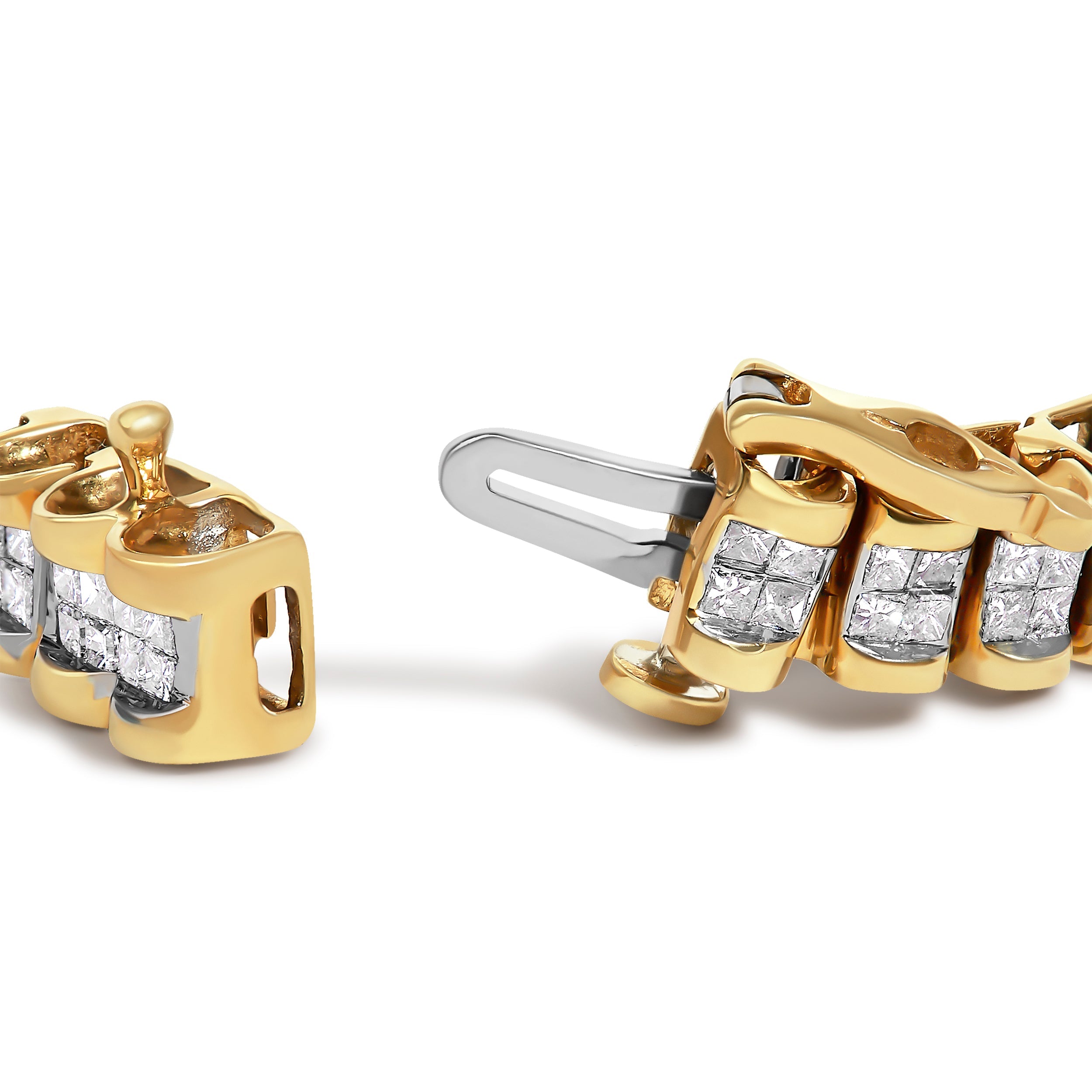 14K Yellow Gold 3.0 Cttw Princess Cut Quad Invisible Set Tennis Bracelet (H-I Color, SI1-SI2 Clarity) - 7â€