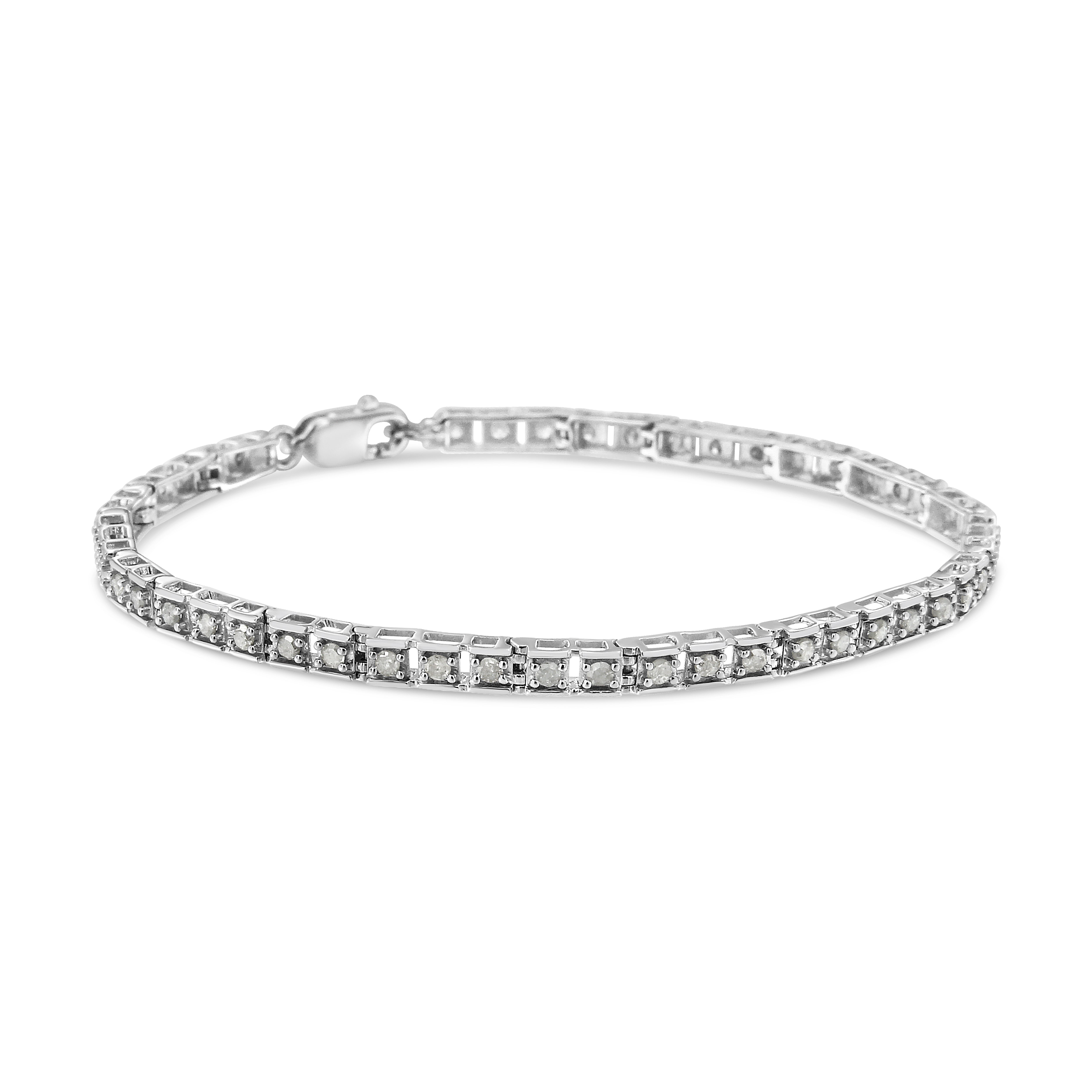 .925 Sterling Silver 1.0 Cttw Diamond Square Hybrid Link 7" Tennis Bracelet I-J Color, I2-I3 Clarity on sale at MyriadMart