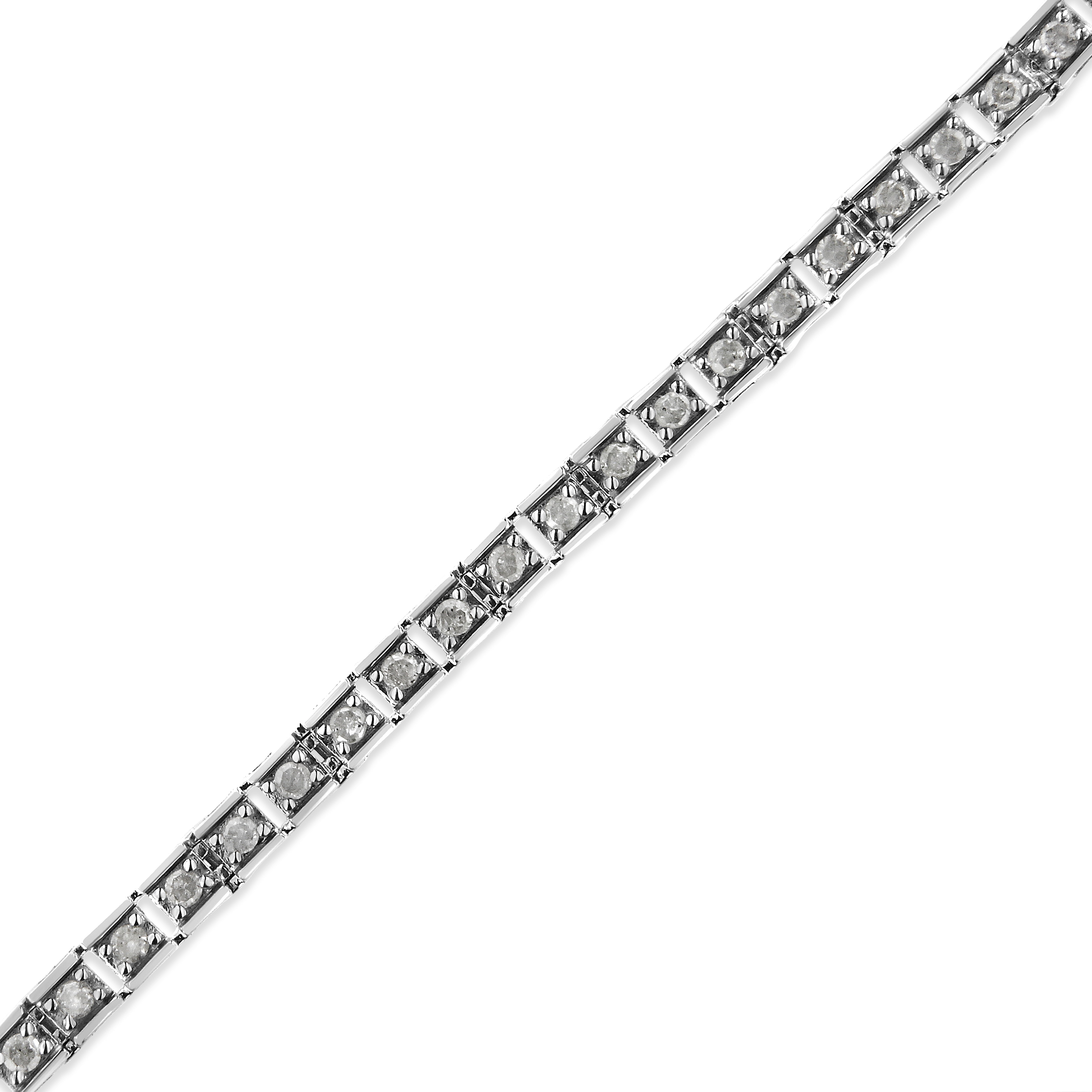 .925 Sterling Silver 1.0 Cttw Diamond Square Hybrid Link 7" Tennis Bracelet I-J Color, I2-I3 Clarity on sale at MyriadMart